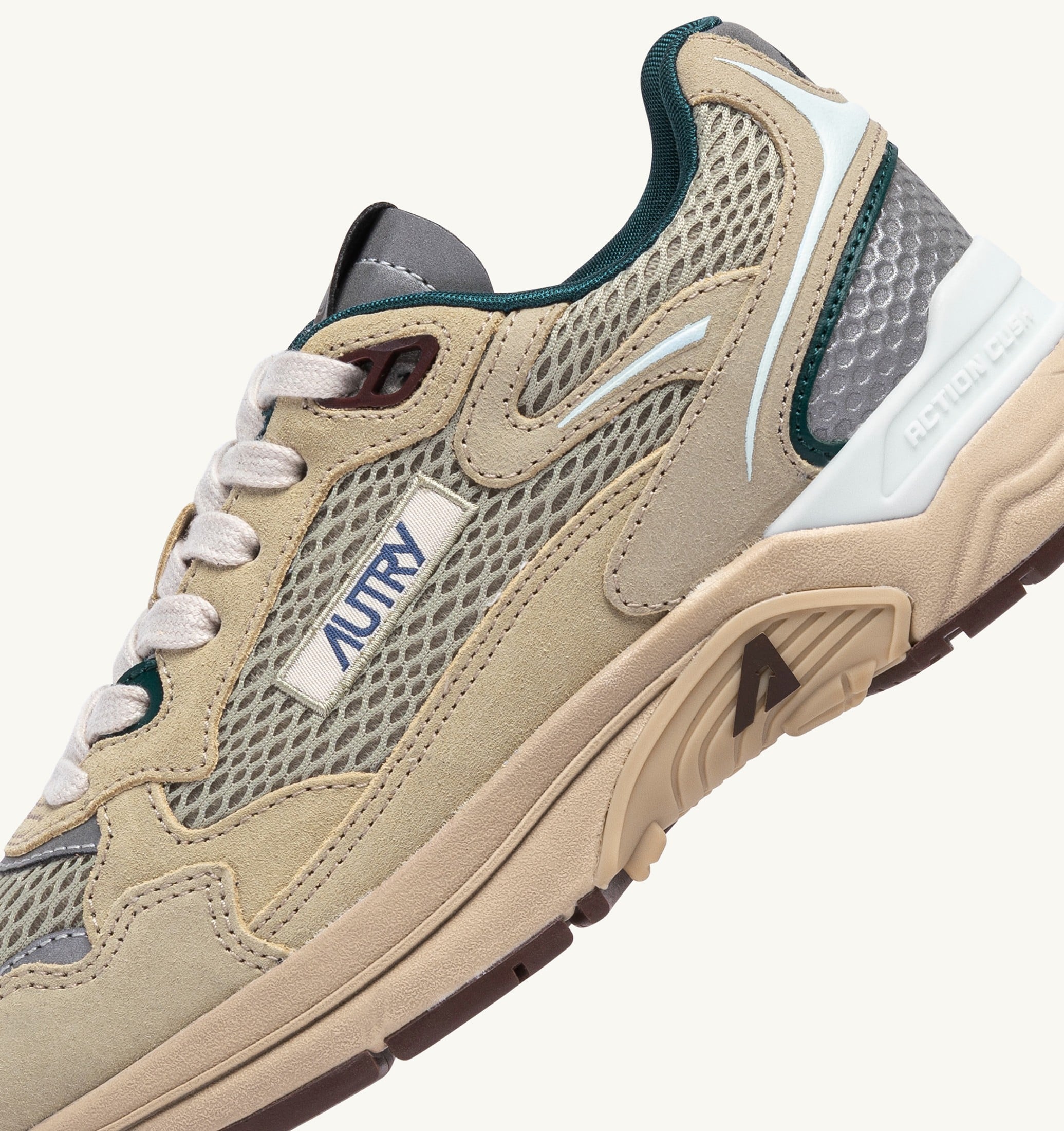 SNEAKERS HYPERWAY IN SUEDE E MESH ECRU E SPA BLUE