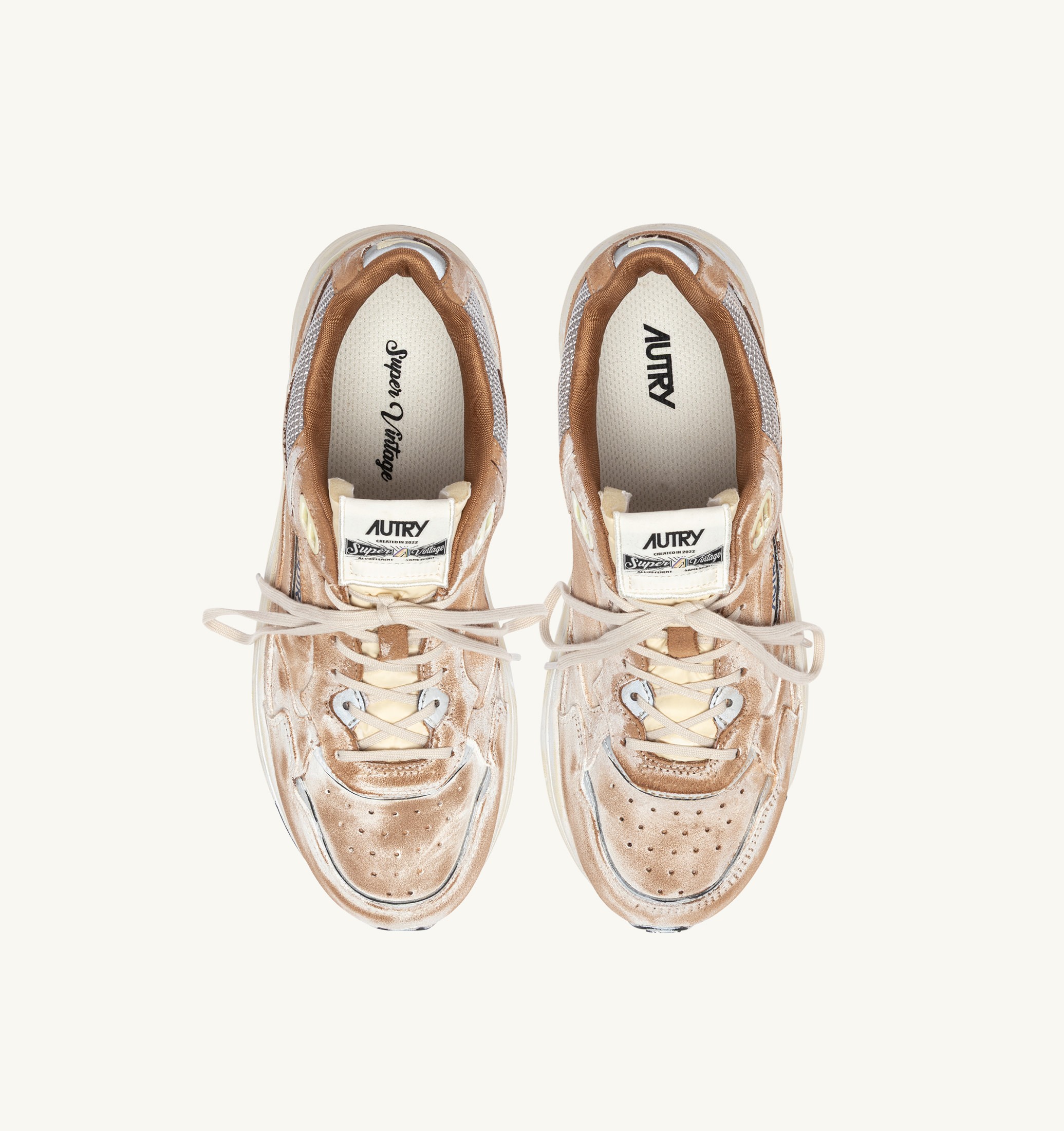 SNEAKERS HYPERWAY SUPER VINTAGE IN SUEDE MILKSHAKE E ARGENTO