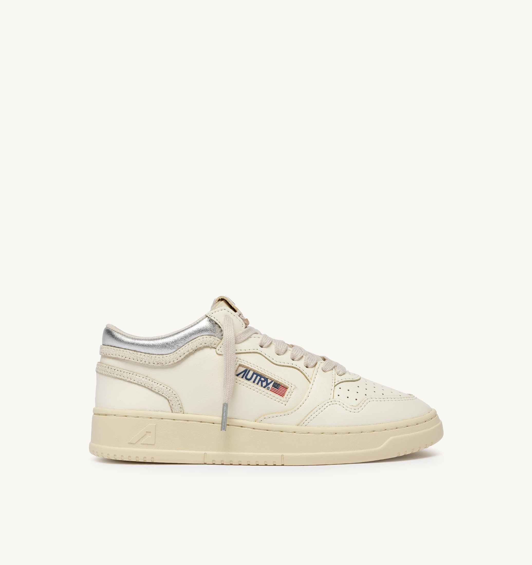 SNEAKERS MED-WAY IN PELLE COLORE MARSHMALLOW E ARGENTO