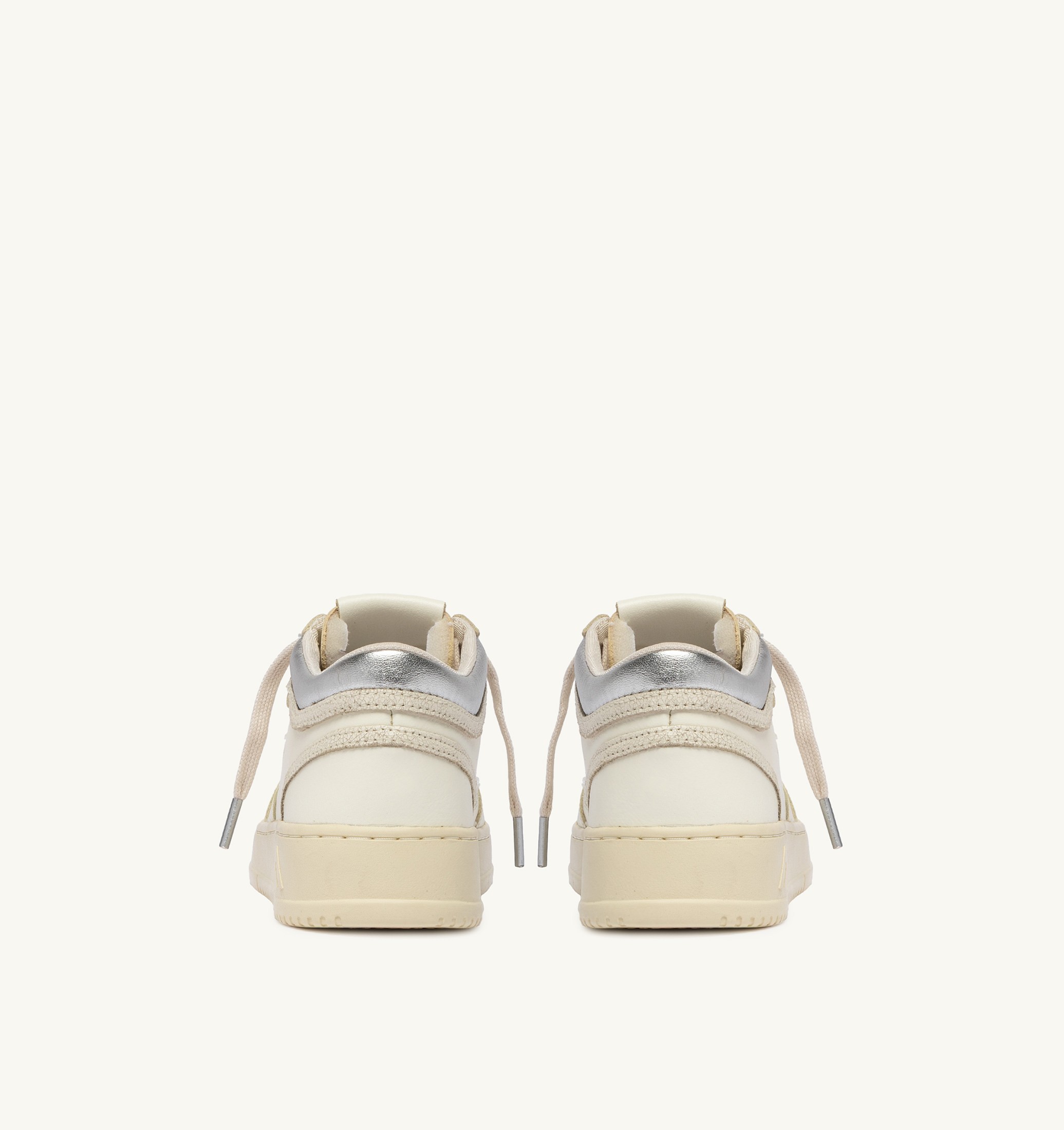 SNEAKERS MED-WAY IN PELLE COLORE MARSHMALLOW E ARGENTO