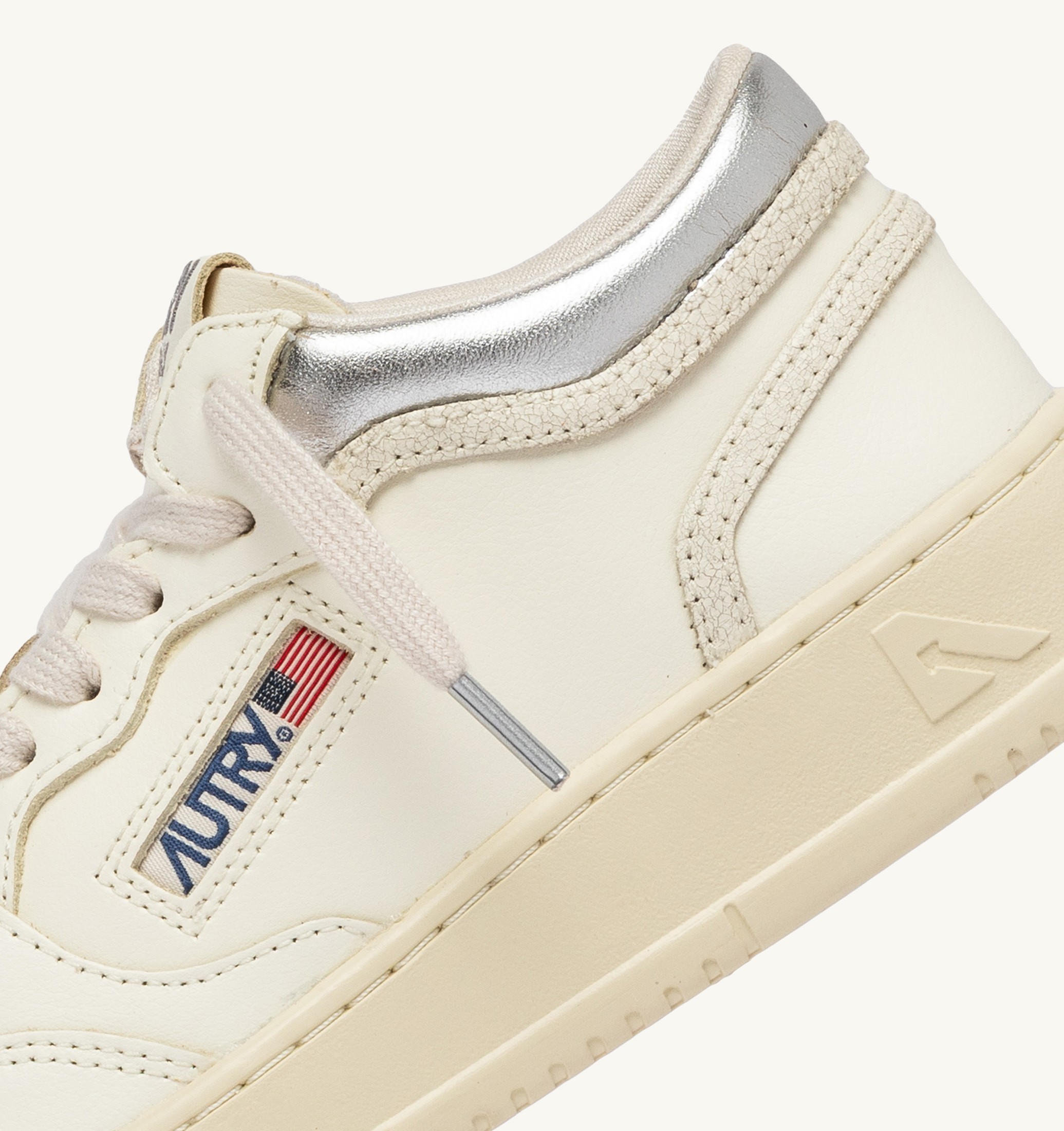 SNEAKERS MED-WAY IN PELLE COLORE MARSHMALLOW E ARGENTO