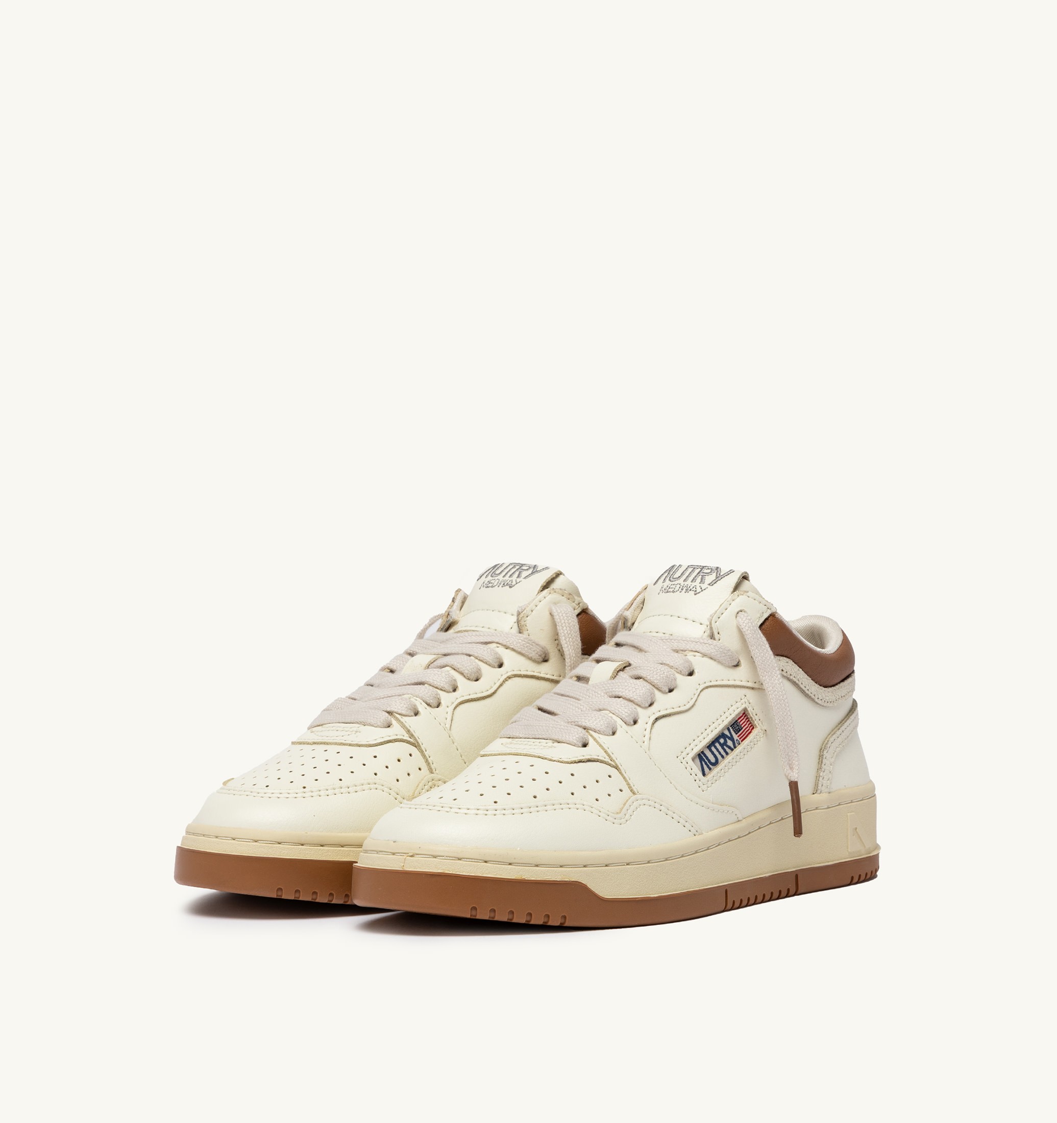 SNEAKERS MED-WAY IN PELLE COLORE MARSHMALLOW E BROWN SUGAR