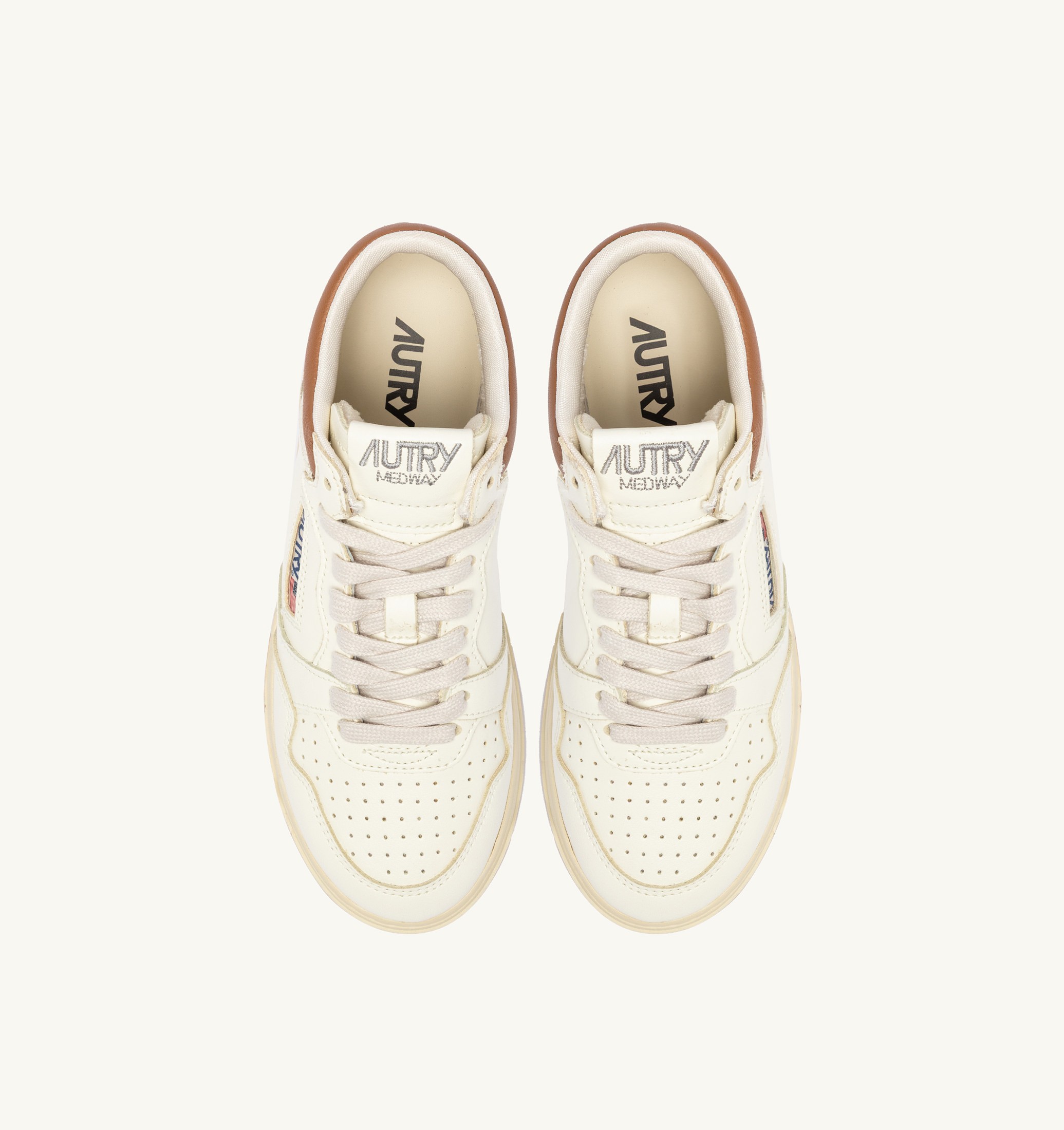 SNEAKERS MED-WAY IN PELLE COLORE MARSHMALLOW E BROWN SUGAR