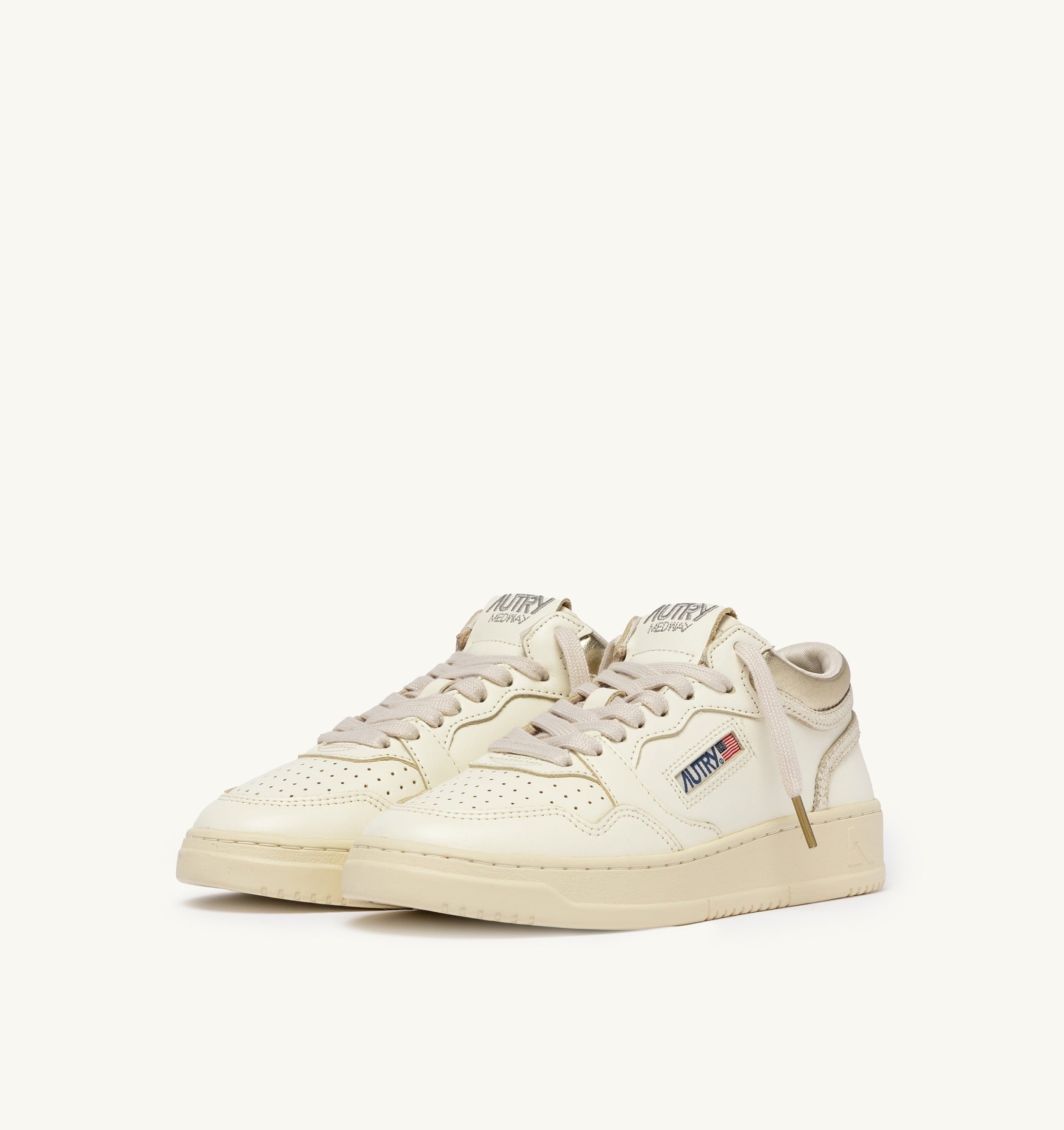 SNEAKERS MED-WAY IN PELLE COLORE MARSHMALLOW E PLATINO