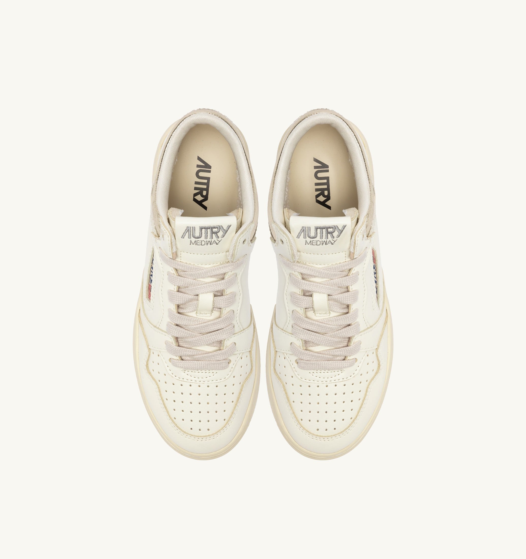 SNEAKERS MED-WAY IN PELLE COLORE MARSHMALLOW E PLATINO