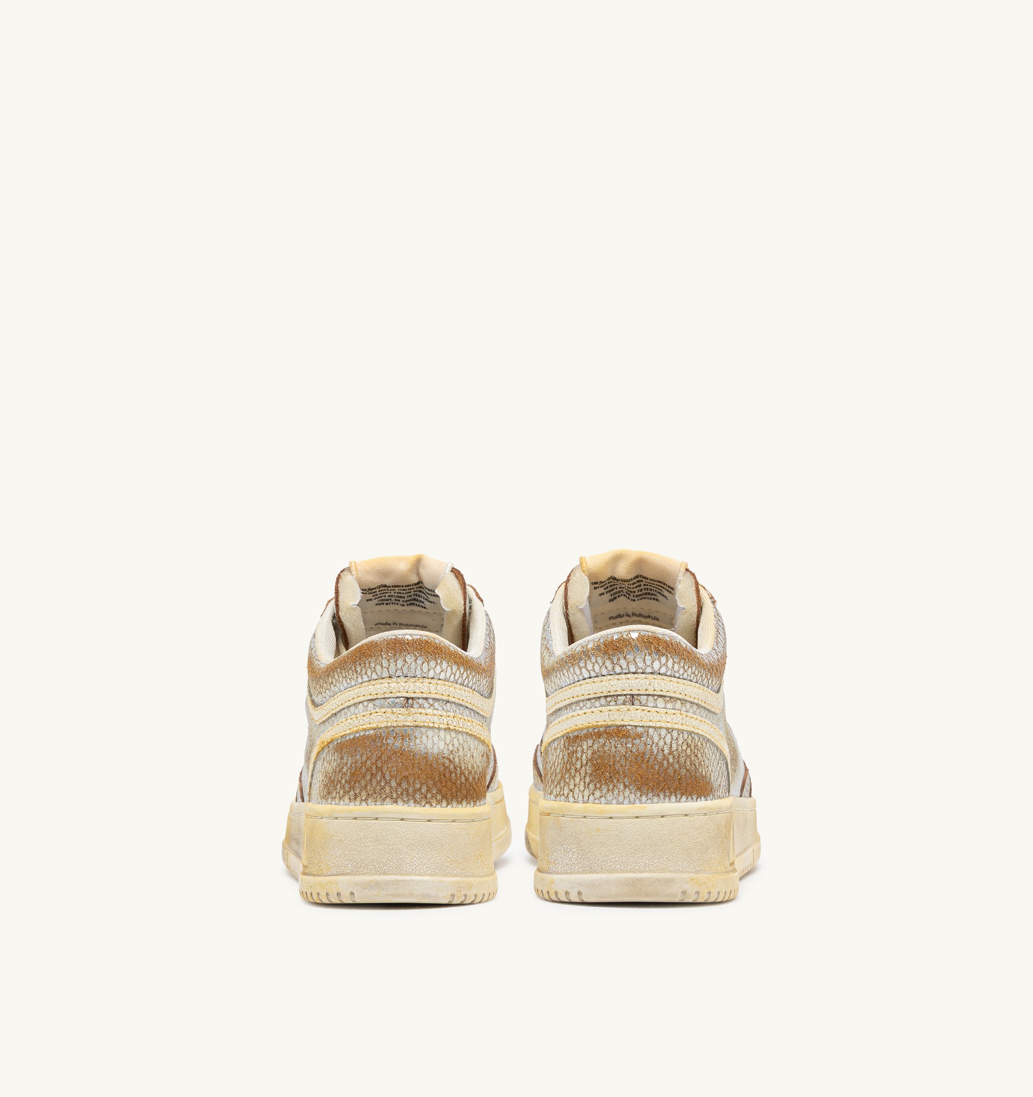SNEAKERS MED-WAY SUPER VINTAGE IN PELLE 'PRINT SNAKE' SILVER E MARSHMALLOW