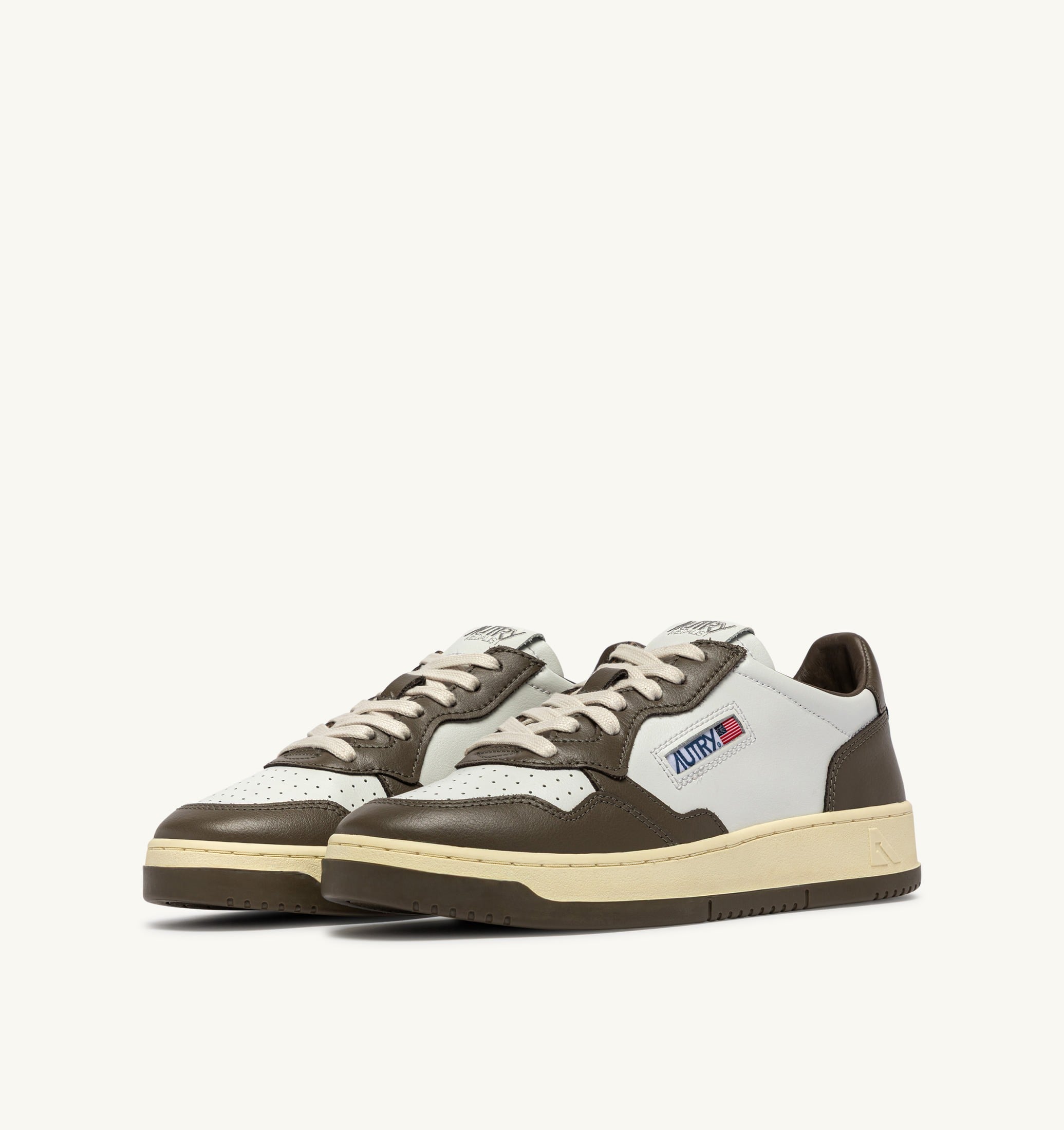 SNEAKERS MEDALIST LOW BICOLOR IN PELLE BIANCA E CHOCOLATE