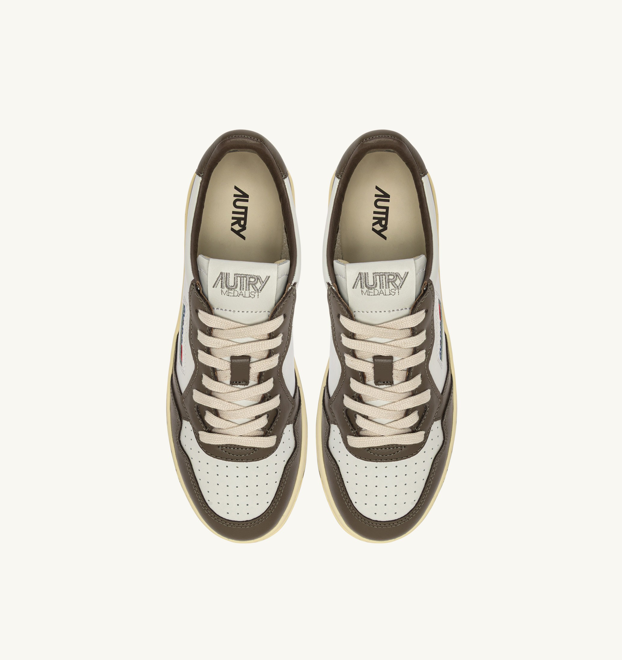 SNEAKERS MEDALIST LOW BICOLOR IN PELLE BIANCA E CHOCOLATE
