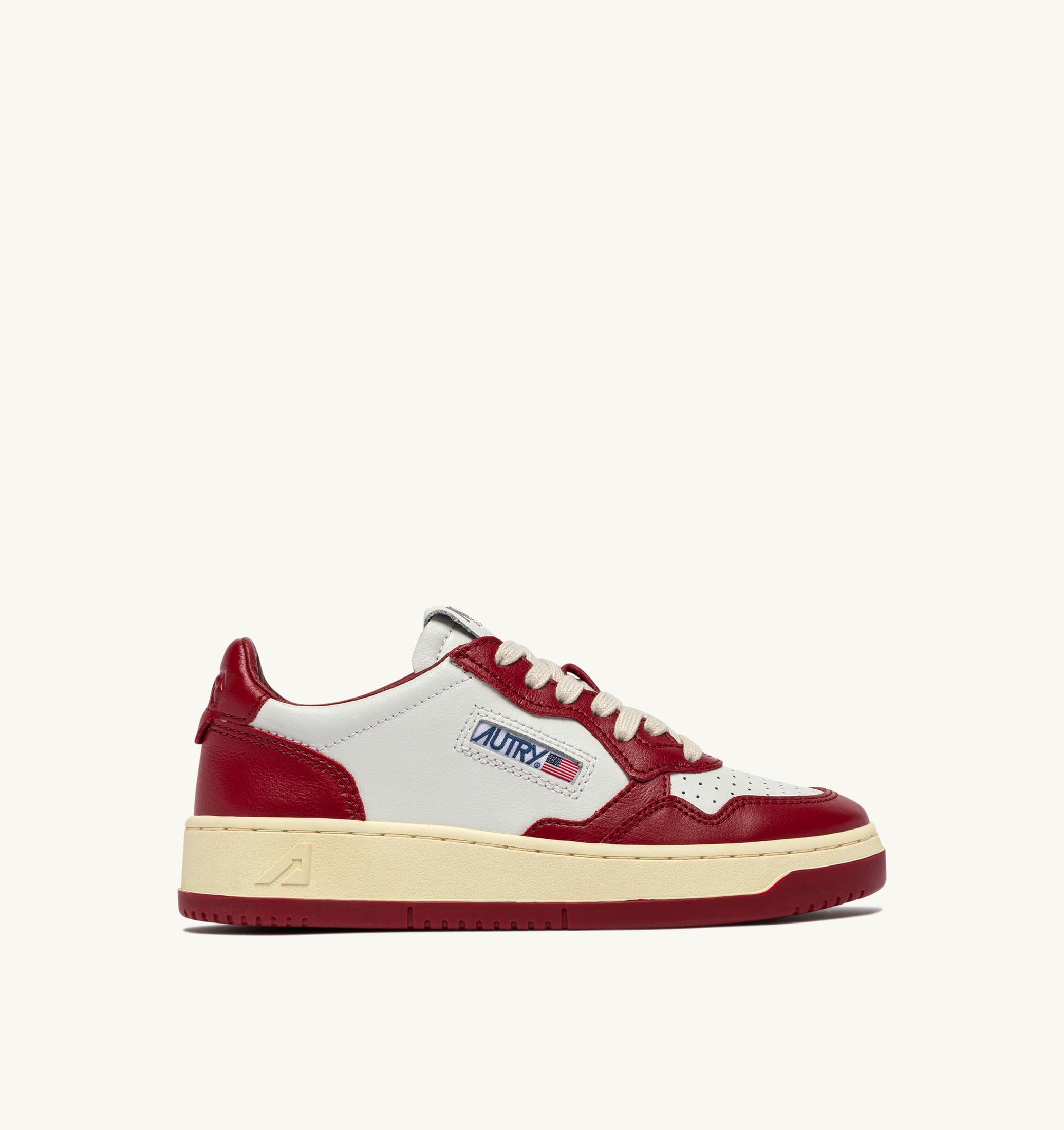 SNEAKERS MEDALIST LOW BICOLOR IN PELLE BIANCA E DEEP CLARET