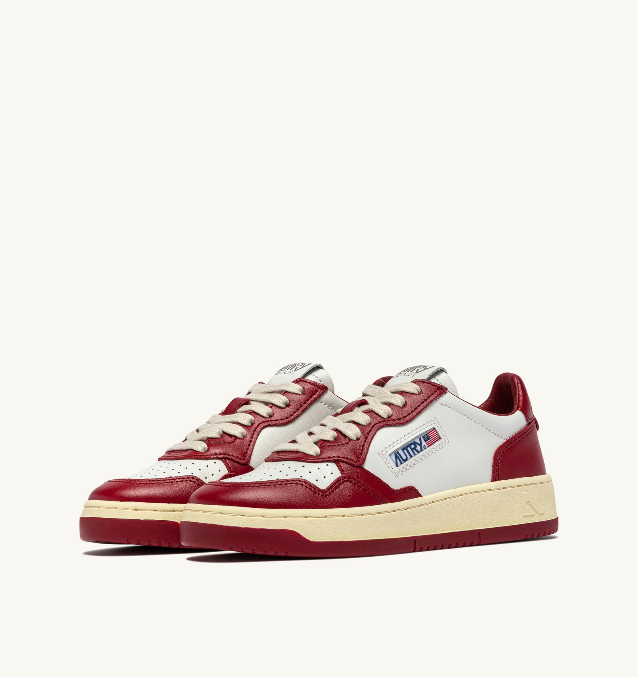 SNEAKERS MEDALIST LOW BICOLOR IN PELLE BIANCA E DEEP CLARET