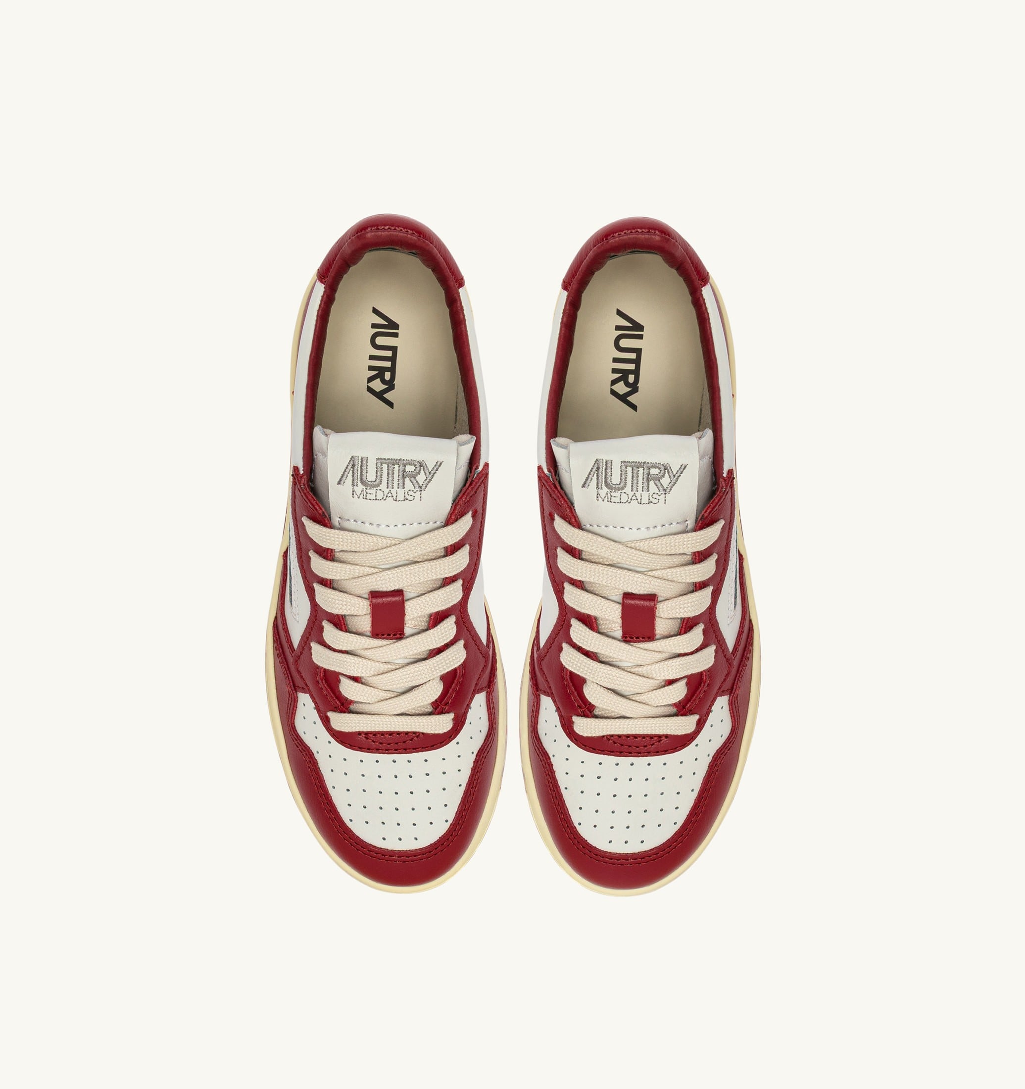SNEAKERS MEDALIST LOW BICOLOR IN PELLE BIANCA E DEEP CLARET