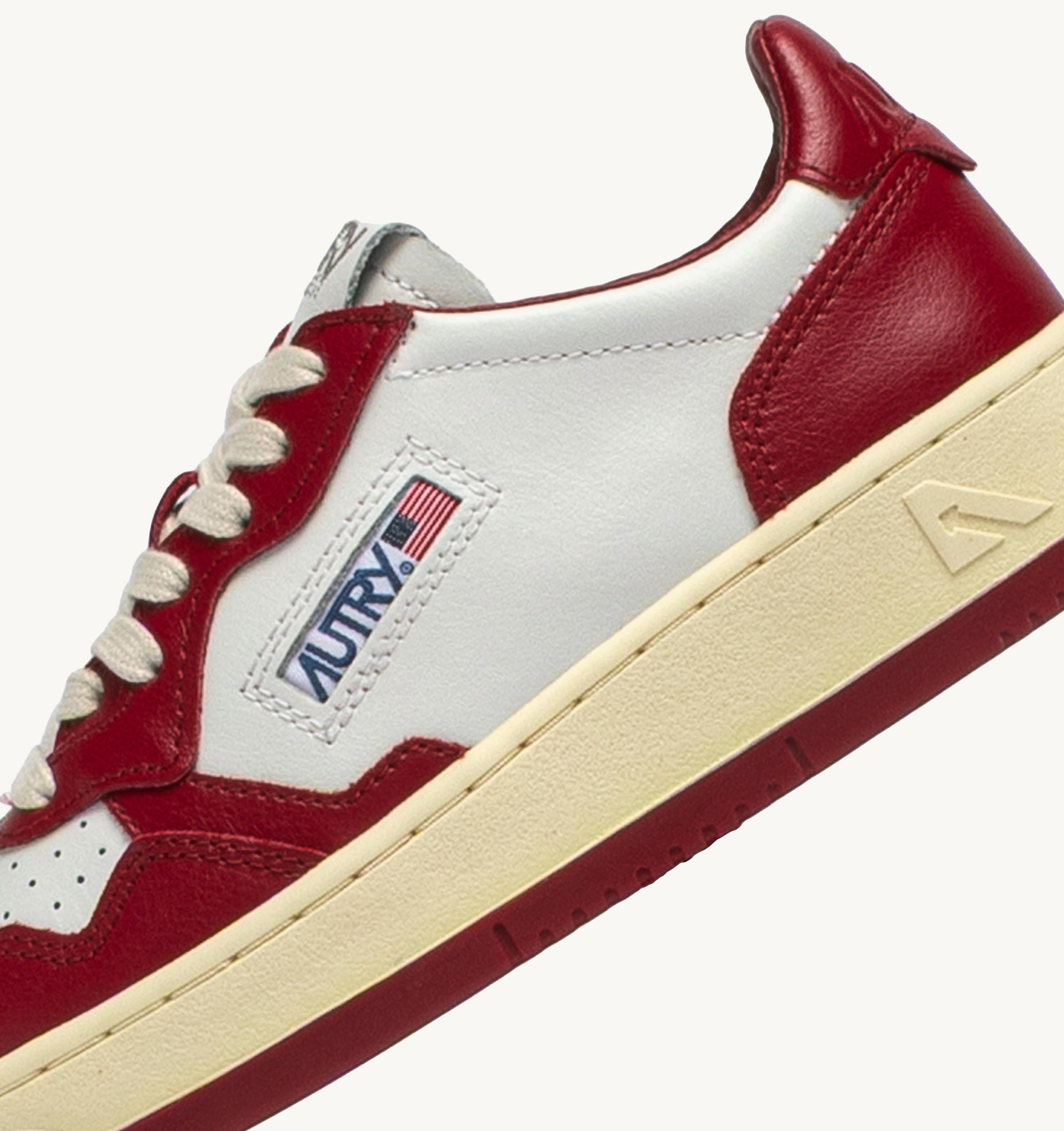 SNEAKERS MEDALIST LOW BICOLOR IN PELLE BIANCA E DEEP CLARET