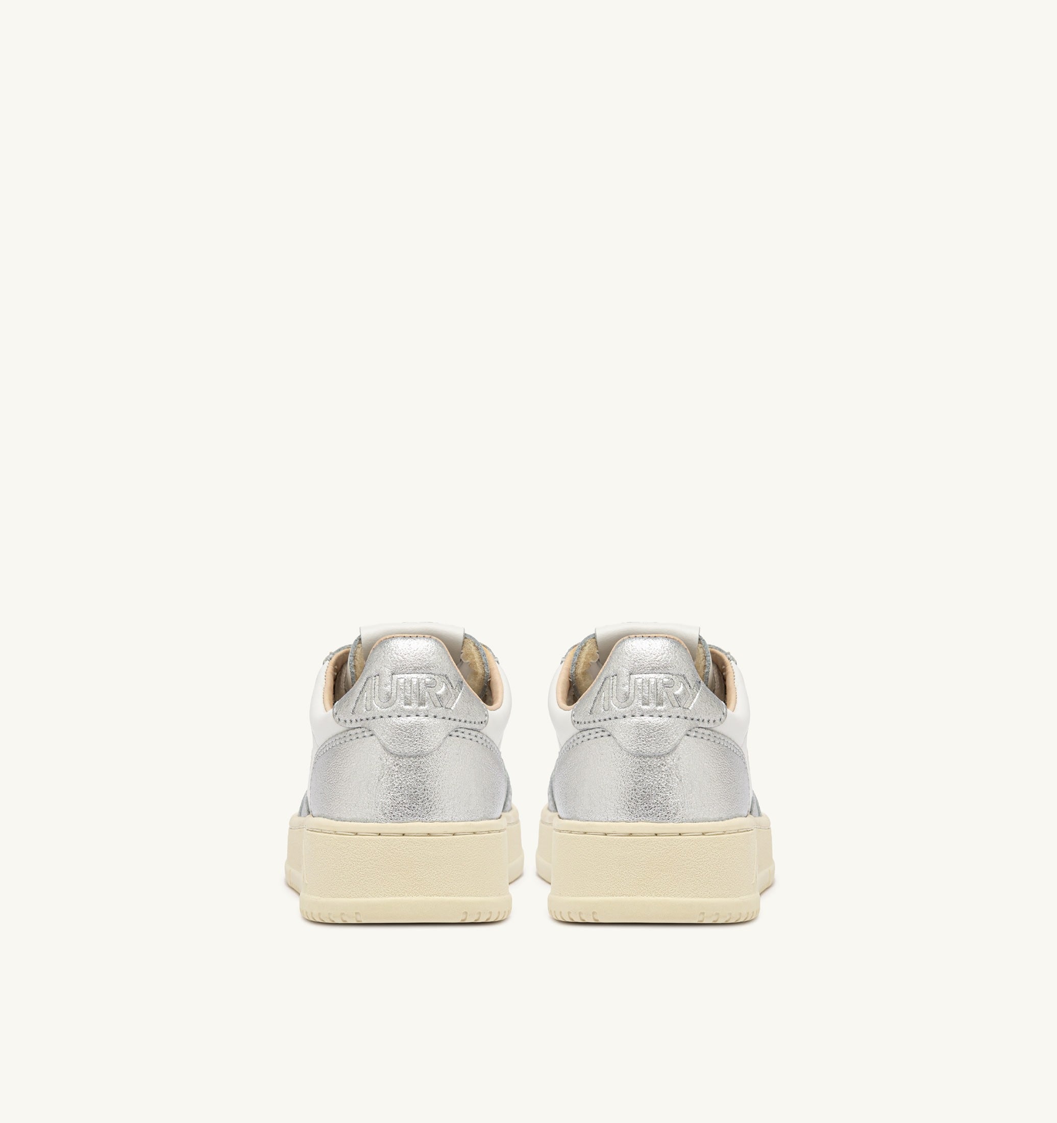 SNEAKERS MEDALIST LOW BICOLOR IN PELLE BIANCA E METALLIZZATA ARGENTO