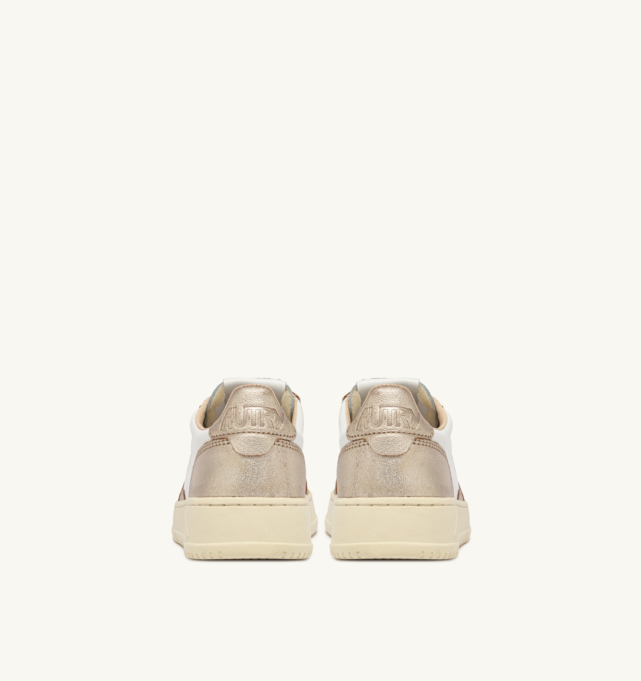 SNEAKERS MEDALIST LOW BICOLOR IN PELLE BIANCA E METALLIZZATA PLATINO