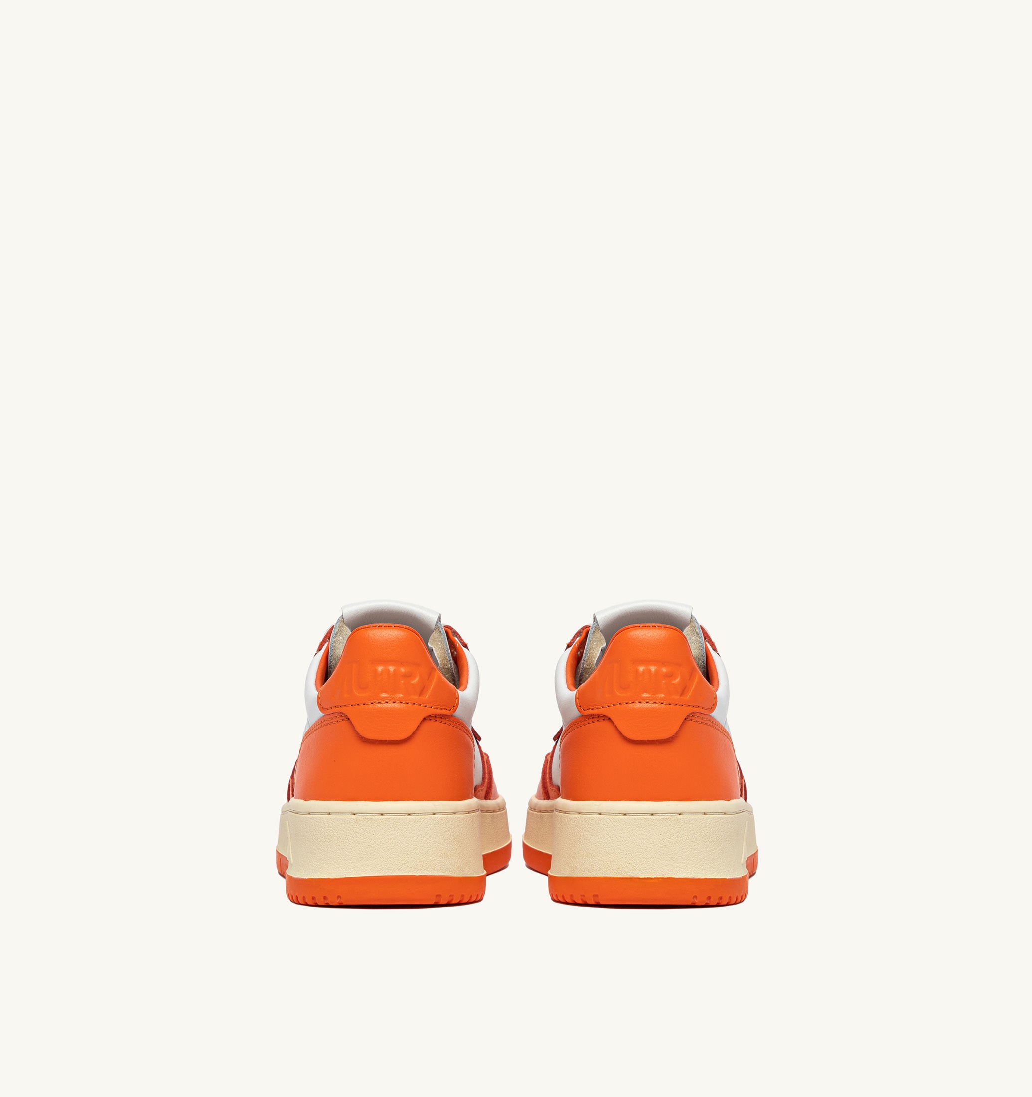 SNEAKERS MEDALIST LOW BICOLOR IN PELLE BIANCA E PARSIMMON ORANGE