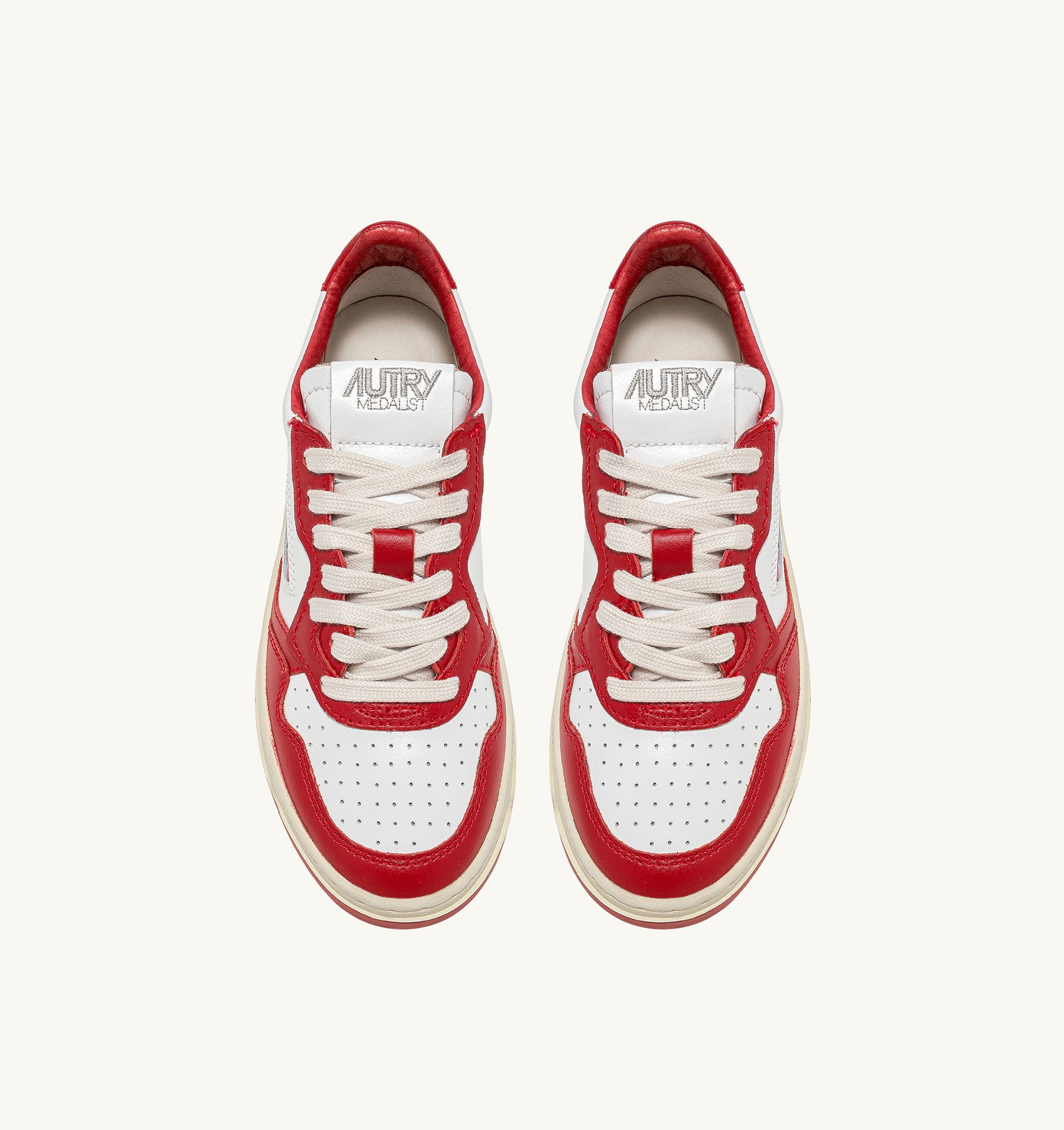SNEAKERS MEDALIST LOW BICOLOR IN PELLE BIANCA E ROSSA