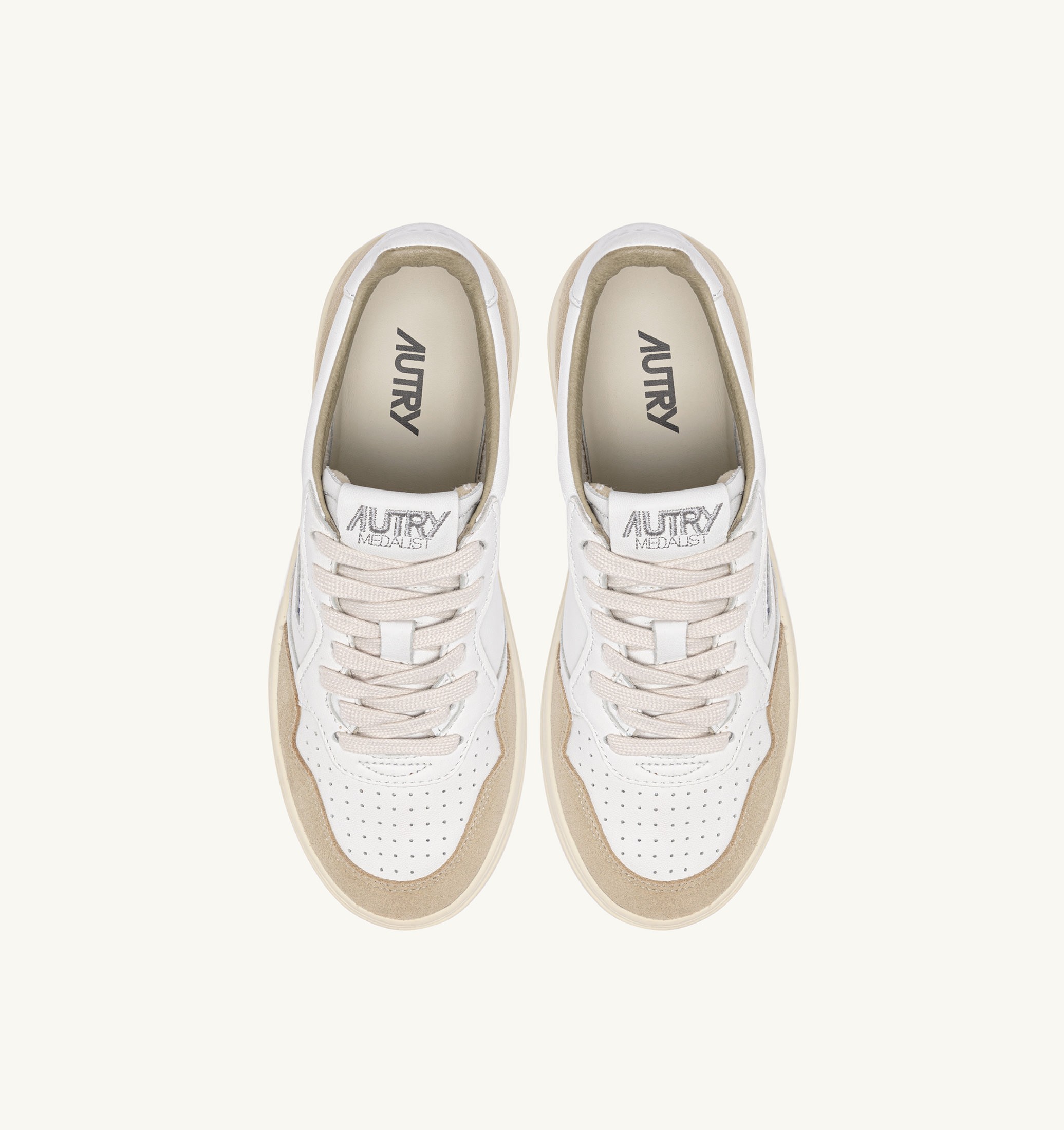 SNEAKERS MEDALIST LOW IN NAPPA BIANCA E SUEDE SPONGE