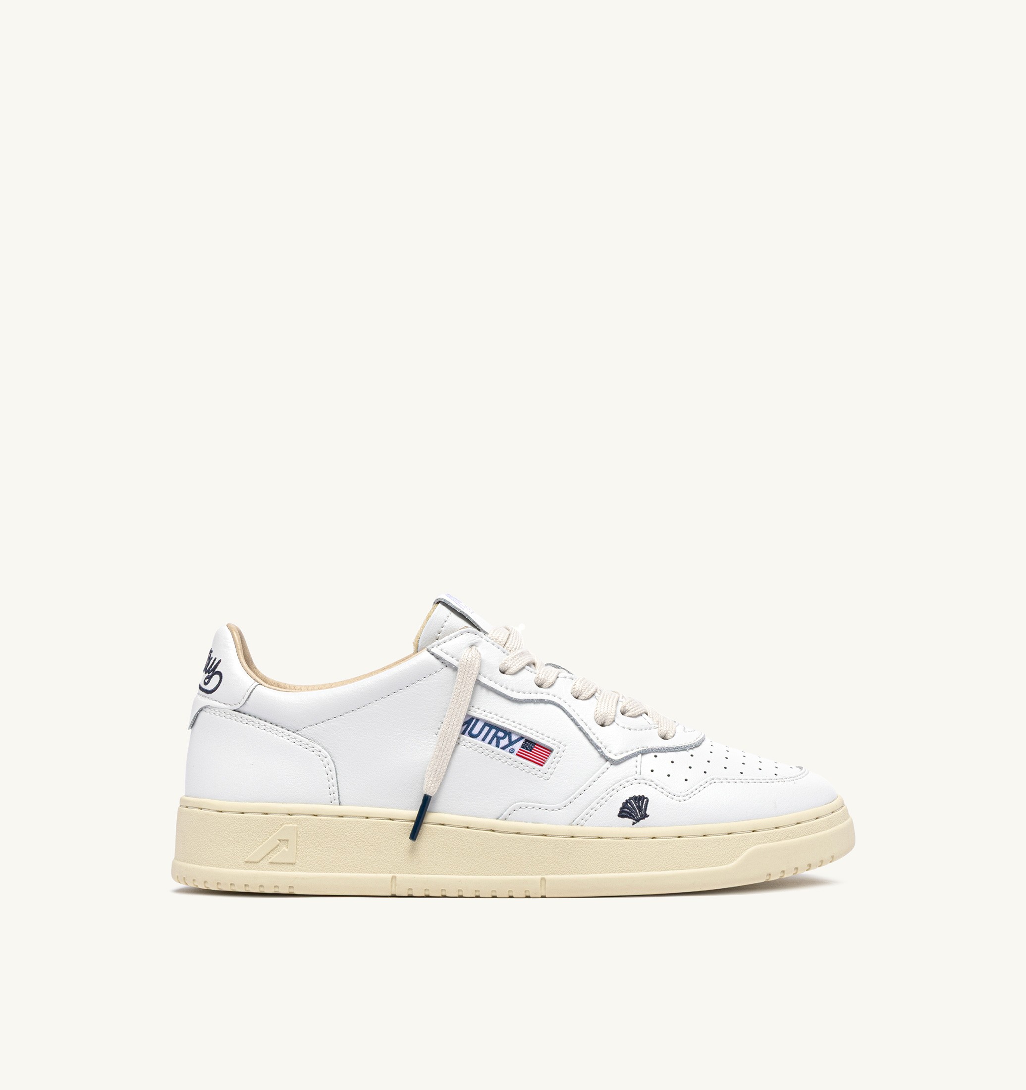 SNEAKERS MEDALIST LOW IN PELLE BIANCA CON DETTAGLI SPACE BLUE
