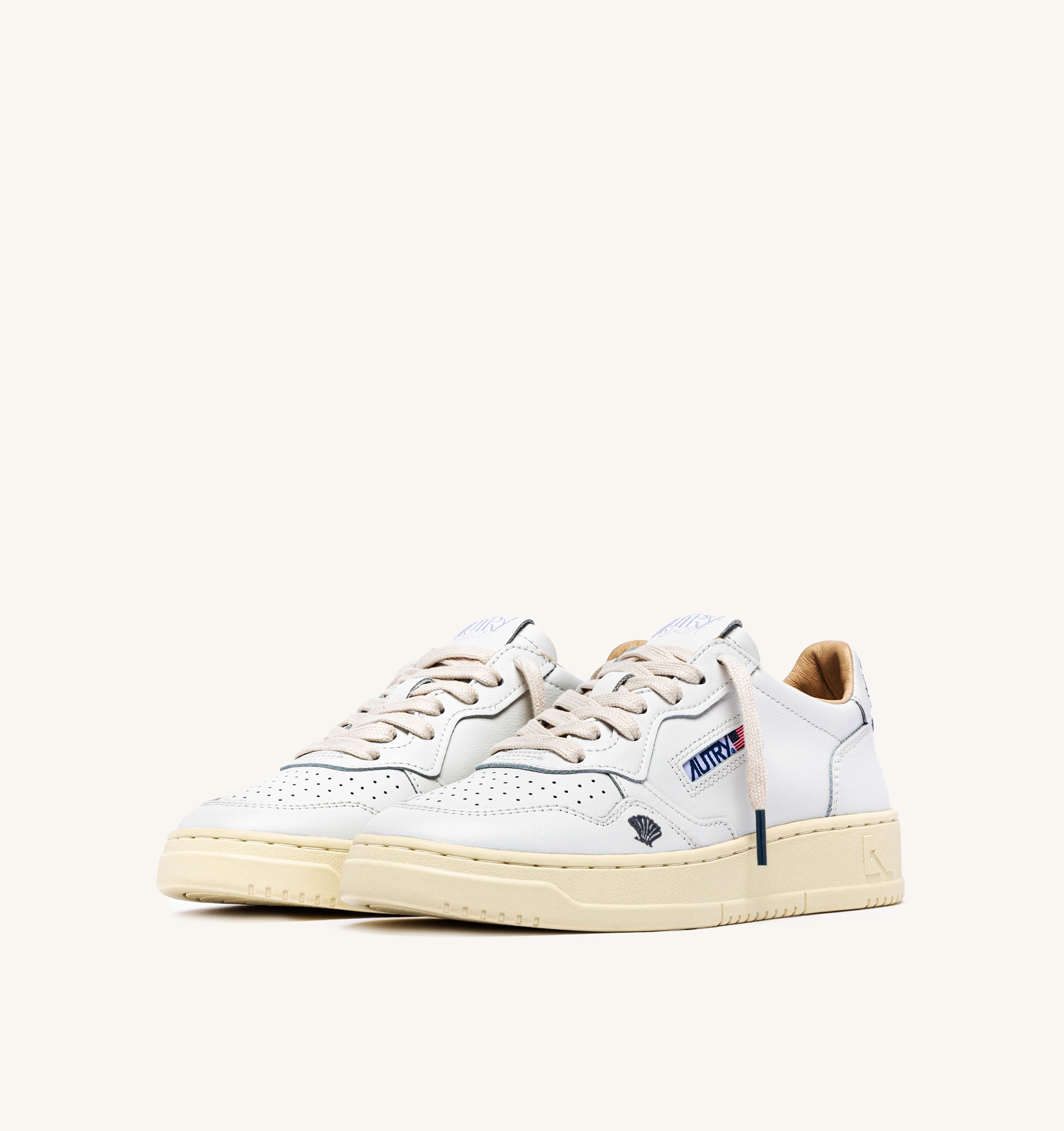 SNEAKERS MEDALIST LOW IN PELLE BIANCA CON DETTAGLI SPACE BLUE