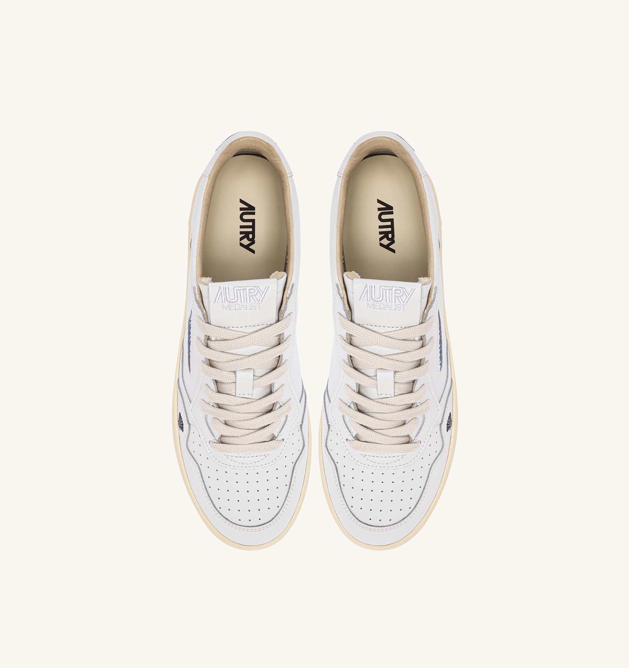 SNEAKERS MEDALIST LOW IN PELLE BIANCA CON DETTAGLI SPACE BLUE