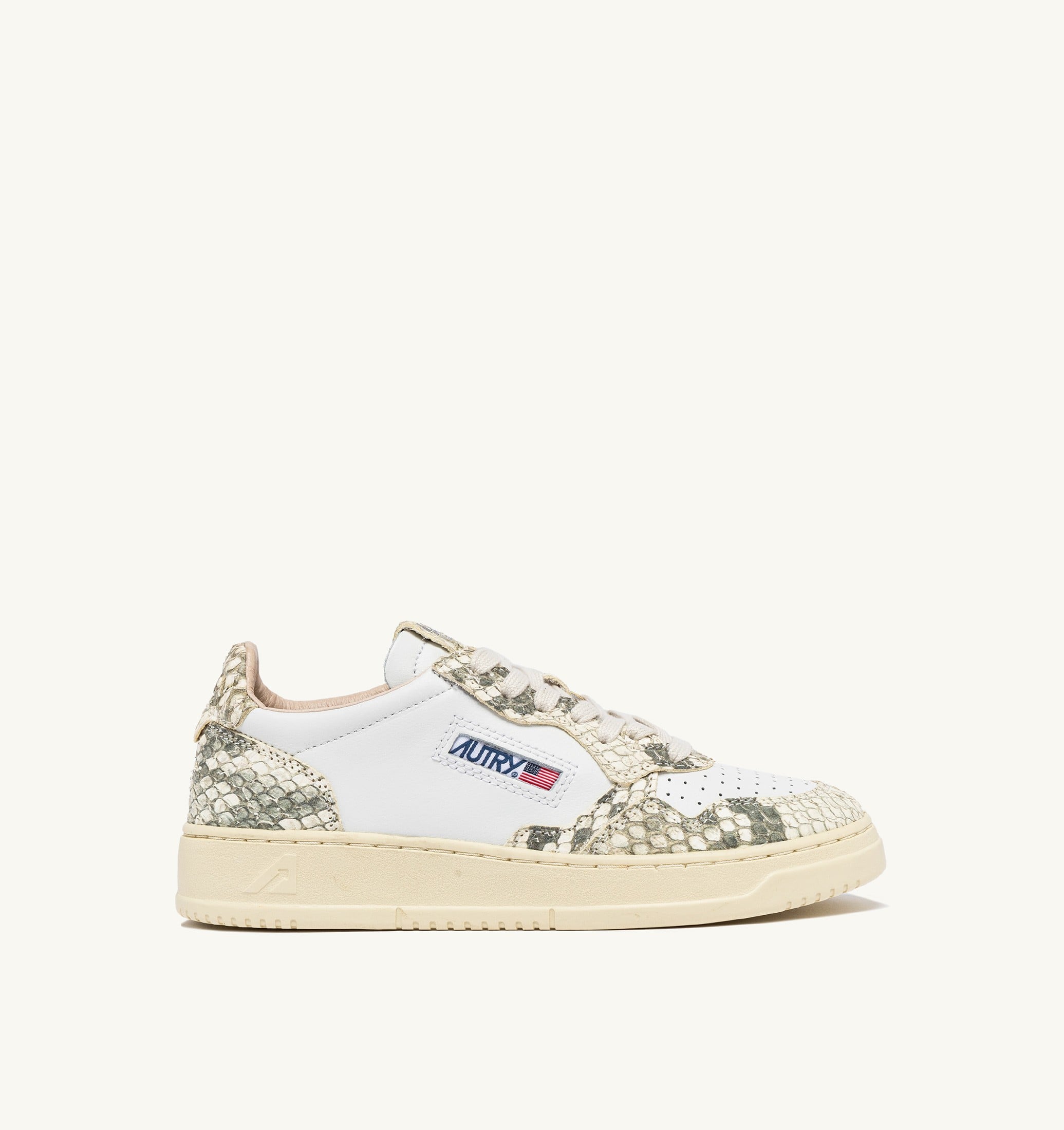 SNEAKERS MEDALIST LOW IN PELLE BIANCA CON STAMPA SNAKE DIAMOND