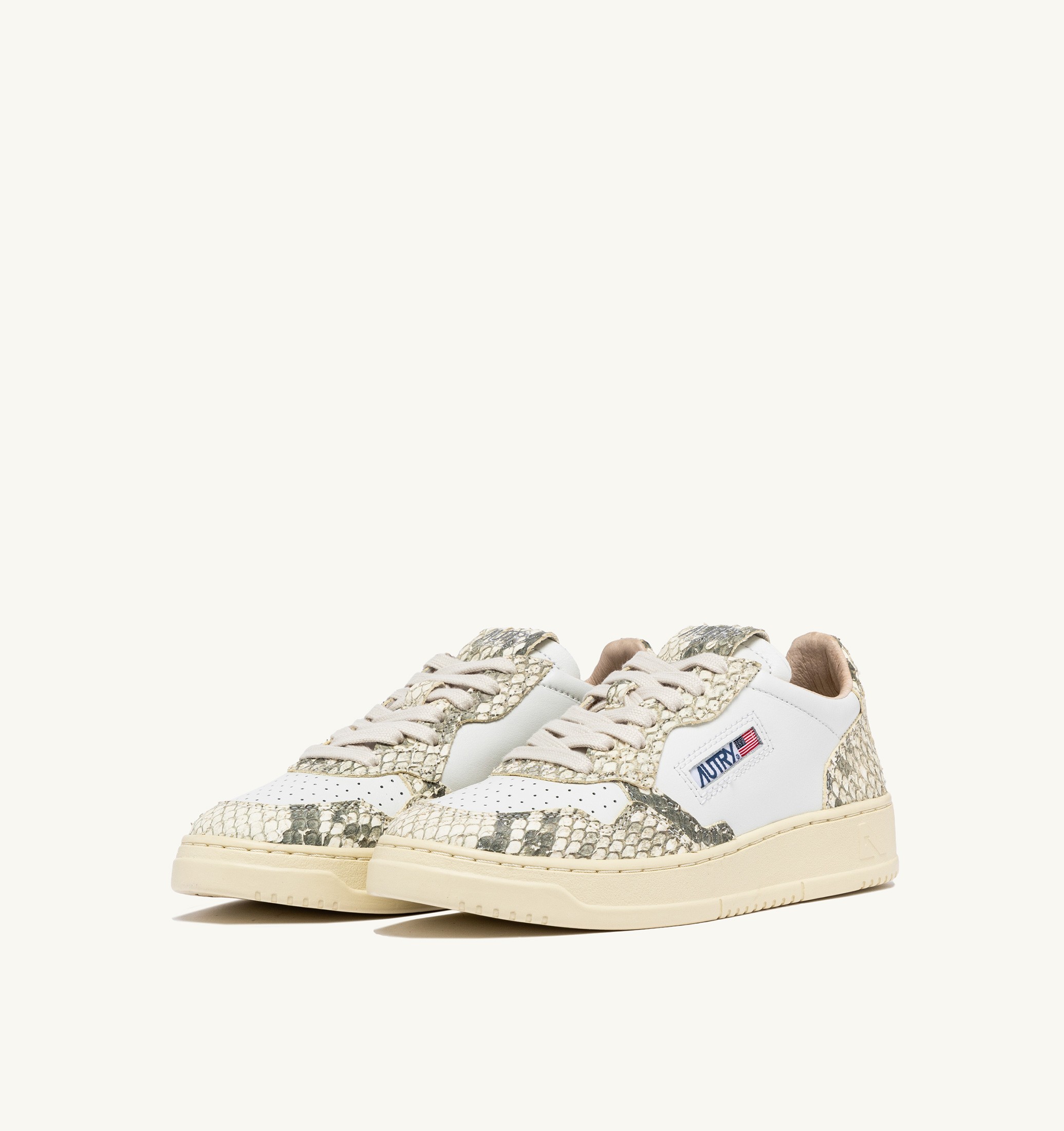 SNEAKERS MEDALIST LOW IN PELLE BIANCA CON STAMPA SNAKE DIAMOND