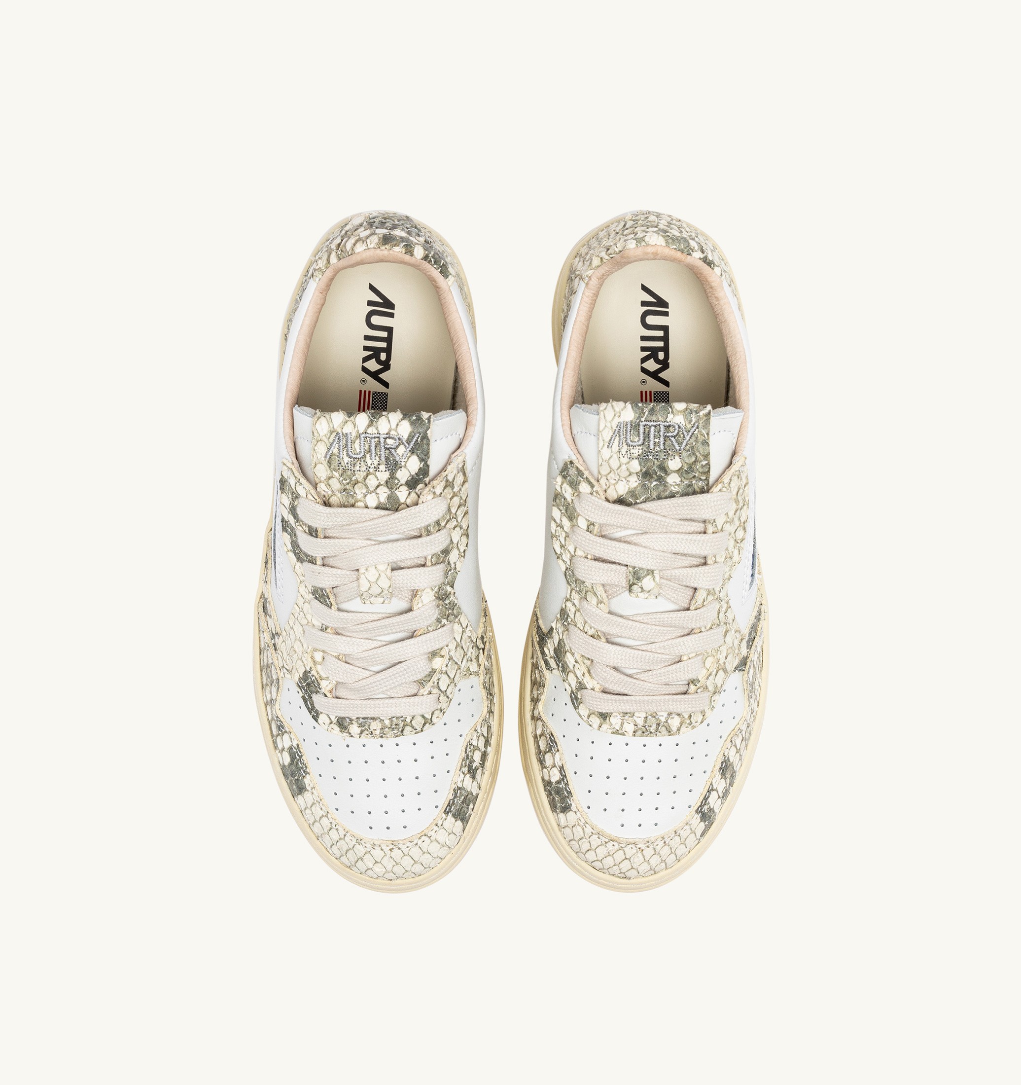 SNEAKERS MEDALIST LOW IN PELLE BIANCA CON STAMPA SNAKE DIAMOND