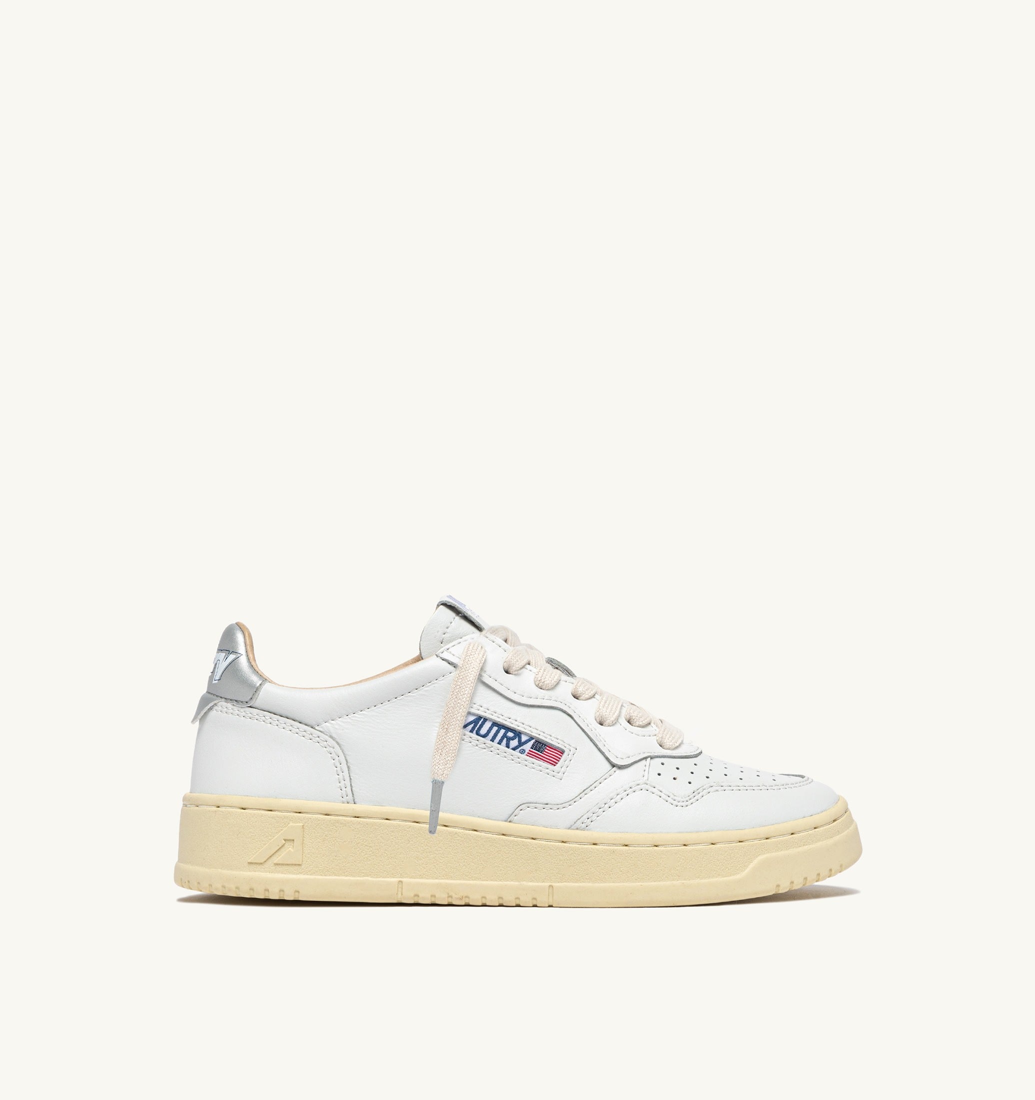 SNEAKERS MEDALIST LOW IN PELLE BIANCA E ARGENTO