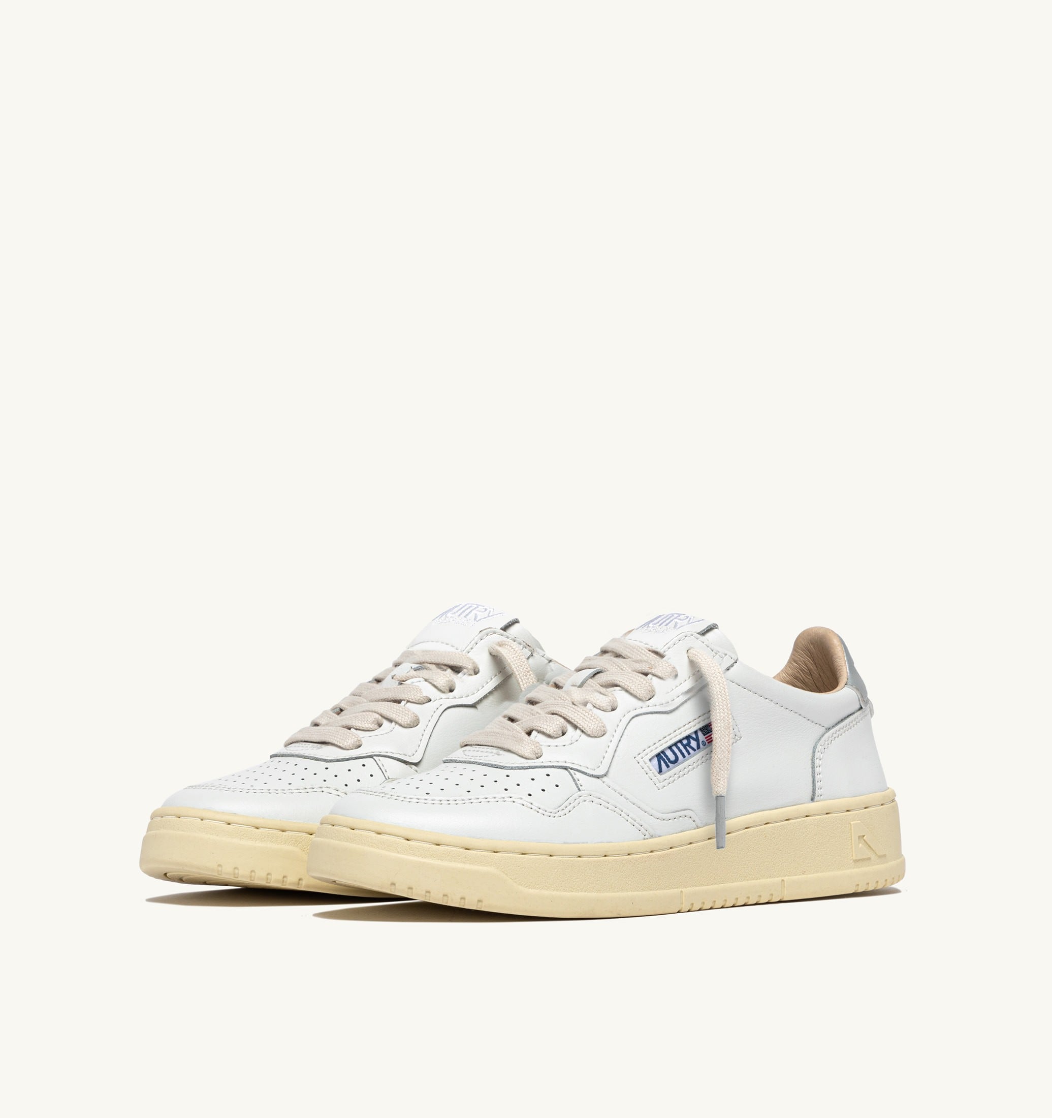 SNEAKERS MEDALIST LOW IN PELLE BIANCA E ARGENTO