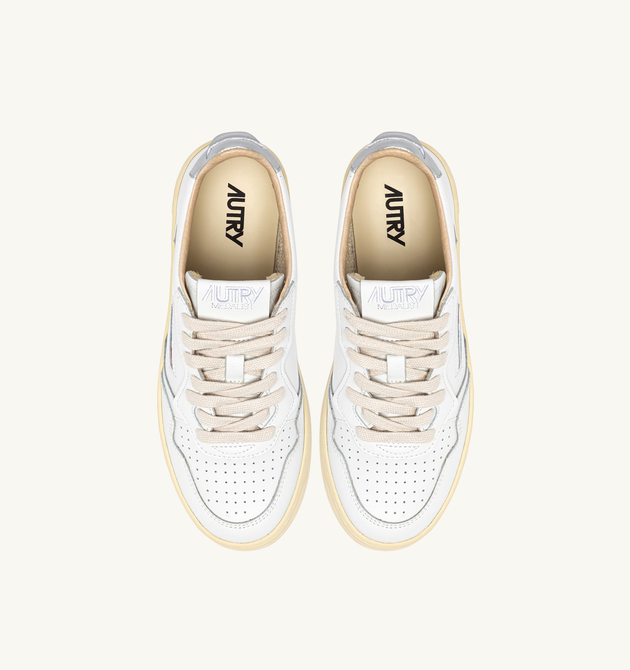 SNEAKERS MEDALIST LOW IN PELLE BIANCA E ARGENTO