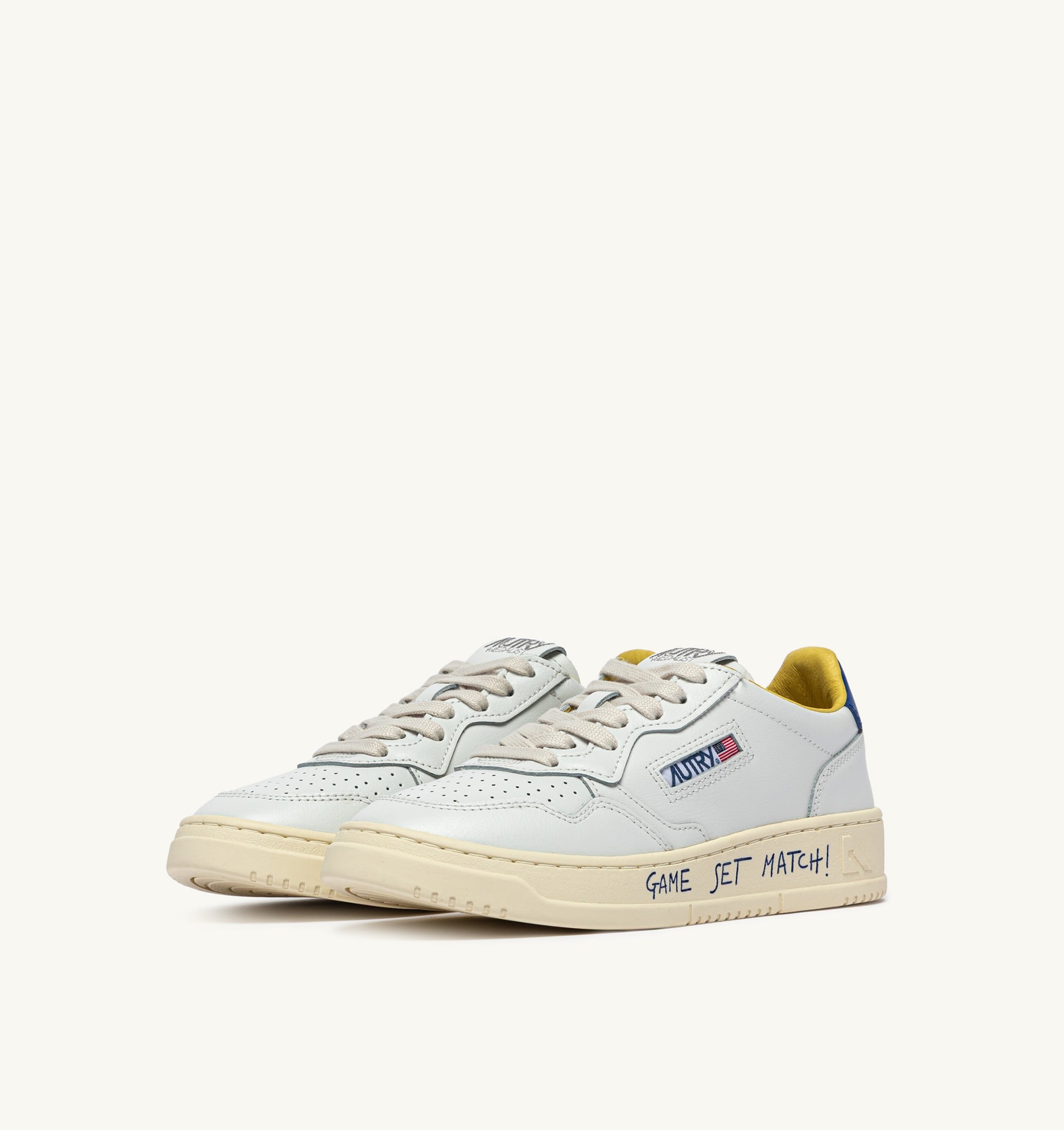 SNEAKERS MEDALIST LOW IN PELLE BIANCA E BEAU BLUE CON LETTERING