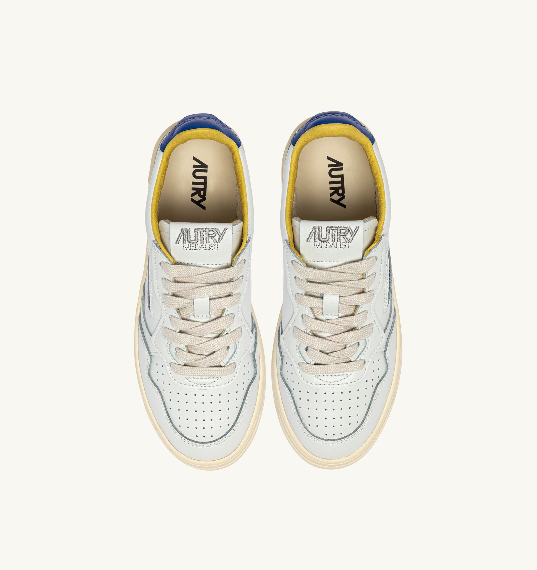 SNEAKERS MEDALIST LOW IN PELLE BIANCA E BEAU BLUE CON LETTERING