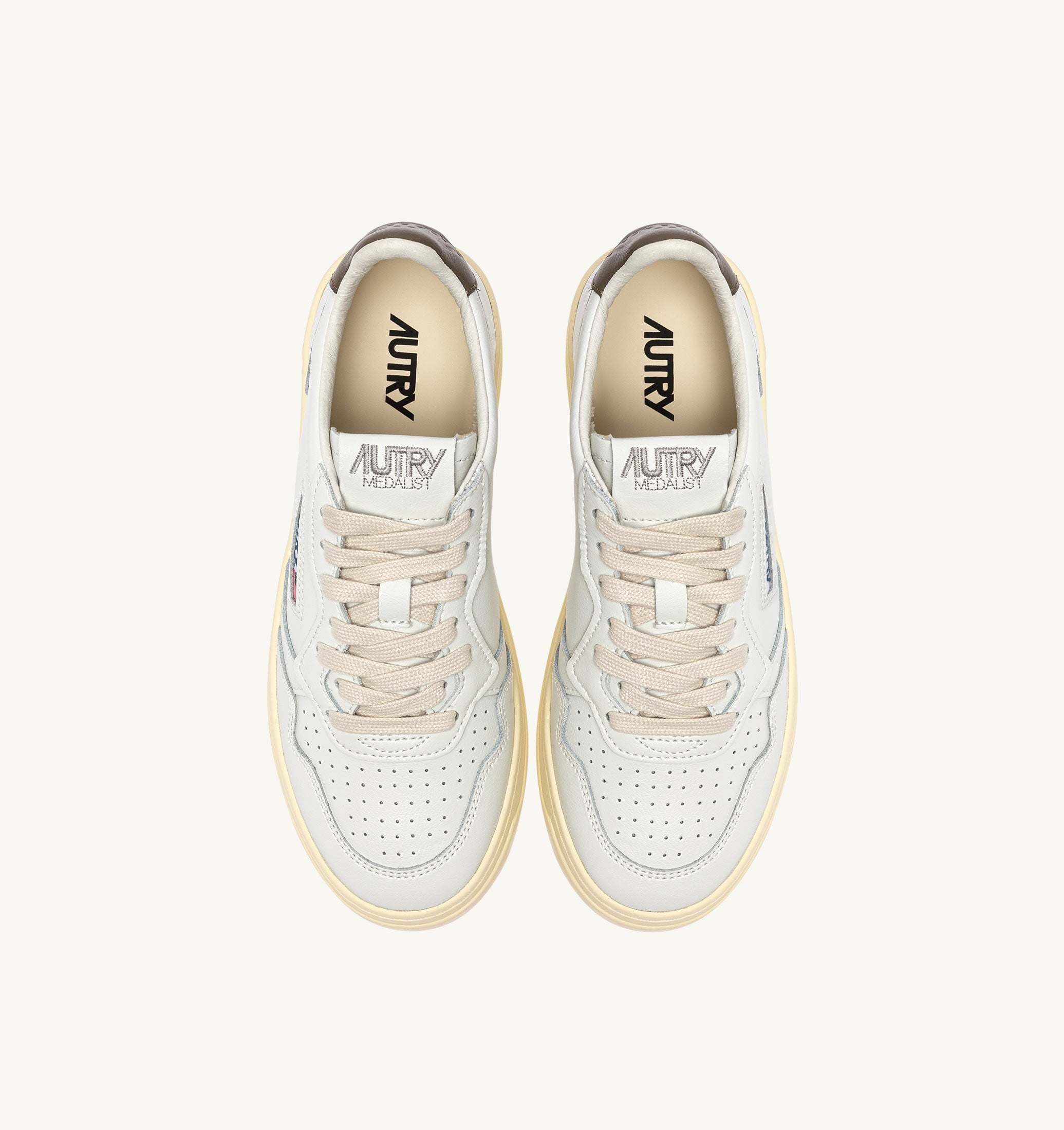 SNEAKERS MEDALIST LOW IN PELLE BIANCA E CHOCOLATE