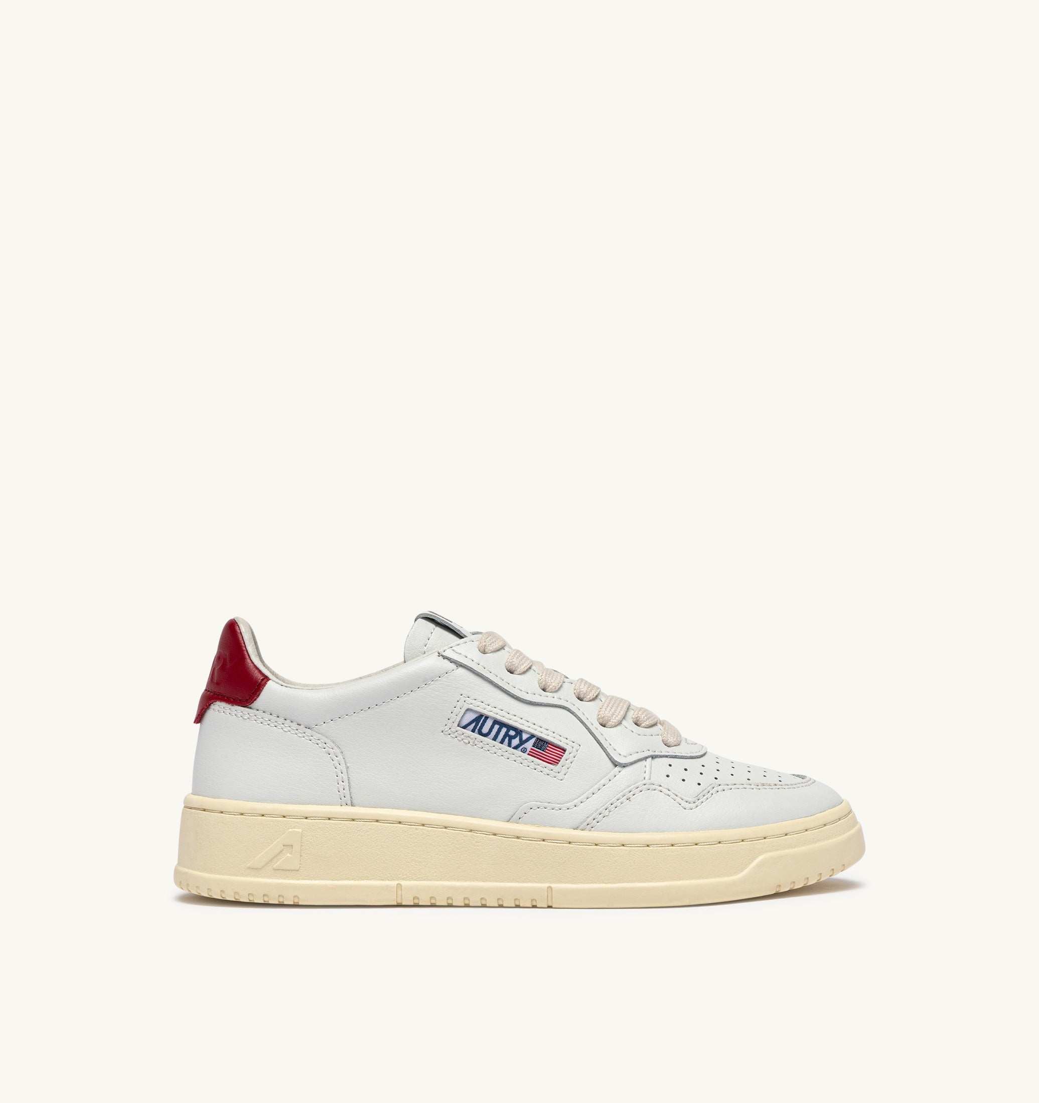 SNEAKERS MEDALIST LOW IN PELLE BIANCA E DEEP CLARET