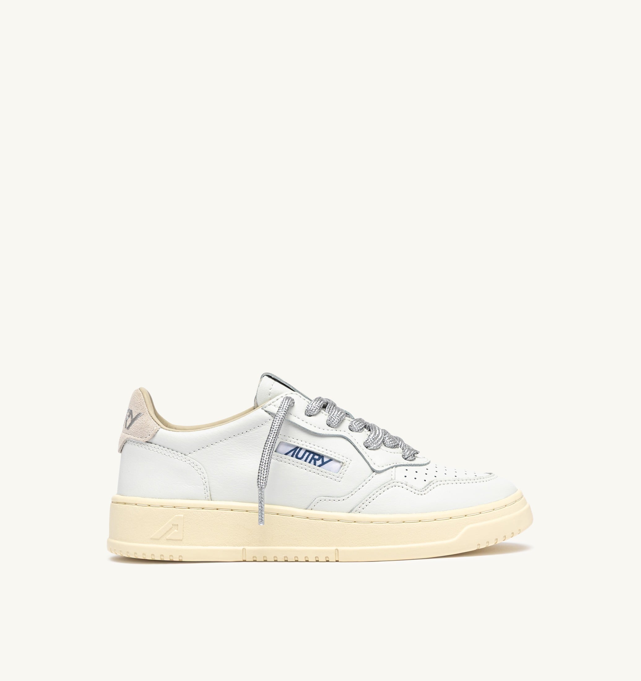 SNEAKERS MEDALIST LOW IN PELLE BIANCA E DETTAGLI LUREX ARGENTO