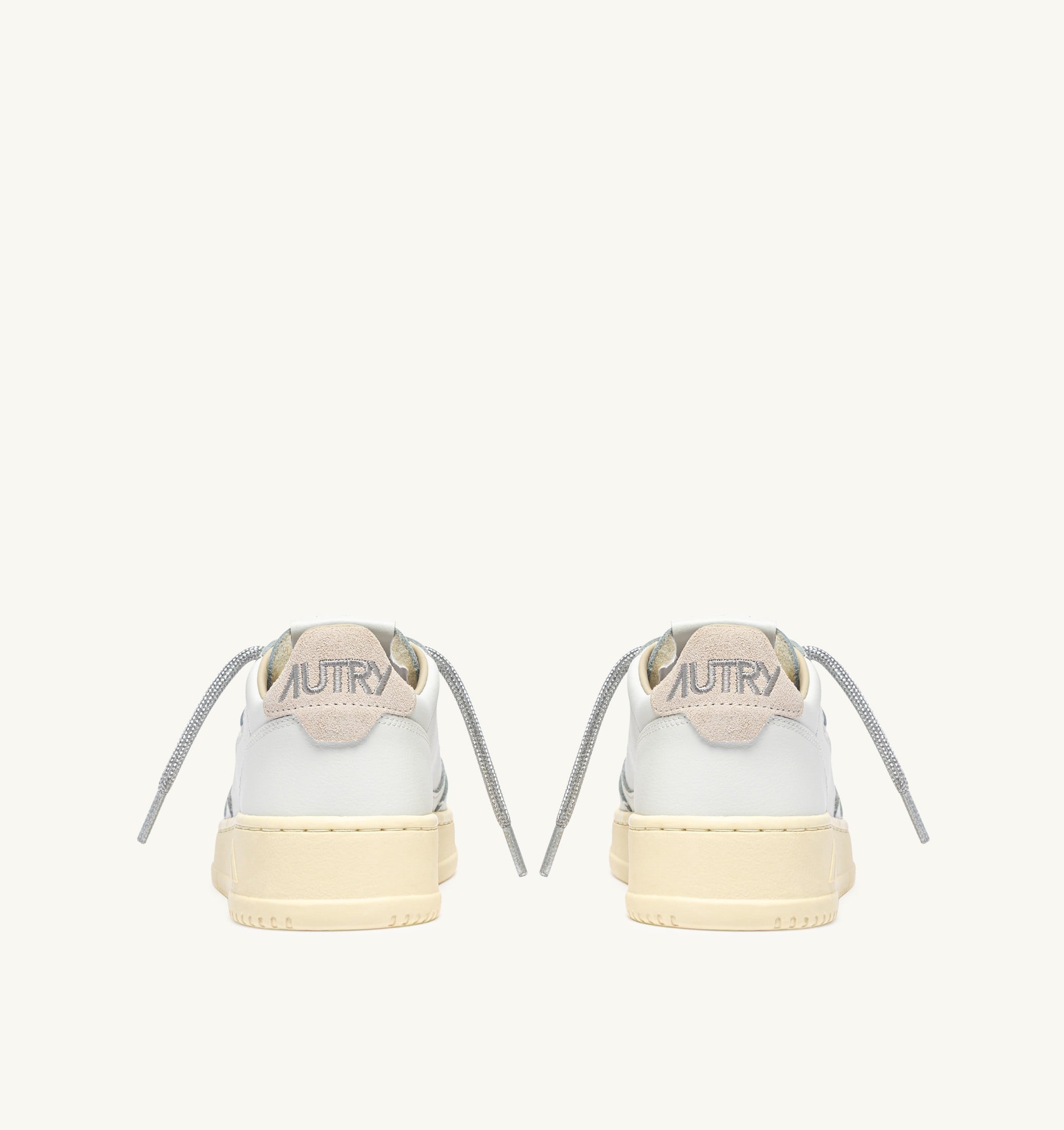 SNEAKERS MEDALIST LOW IN PELLE BIANCA E DETTAGLI LUREX ARGENTO