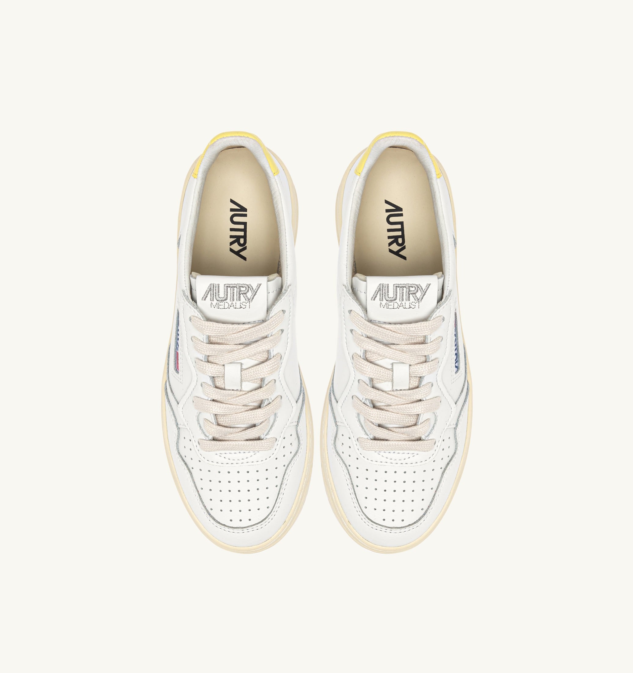SNEAKERS MEDALIST LOW IN PELLE BIANCA E LEMON MERINGUE