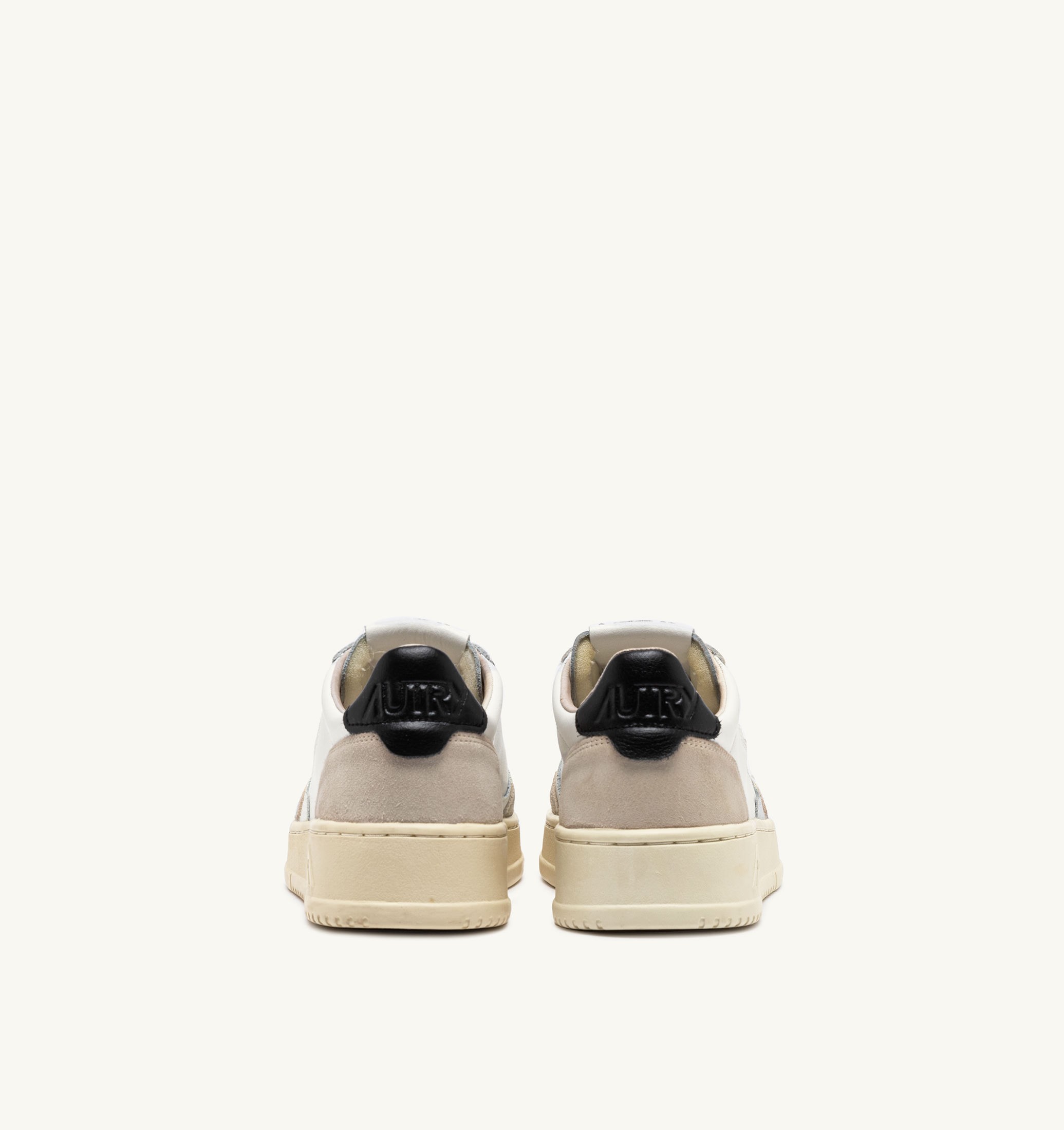 SNEAKERS MEDALIST LOW IN PELLE BIANCA E NERA E SUEDE BEIGE