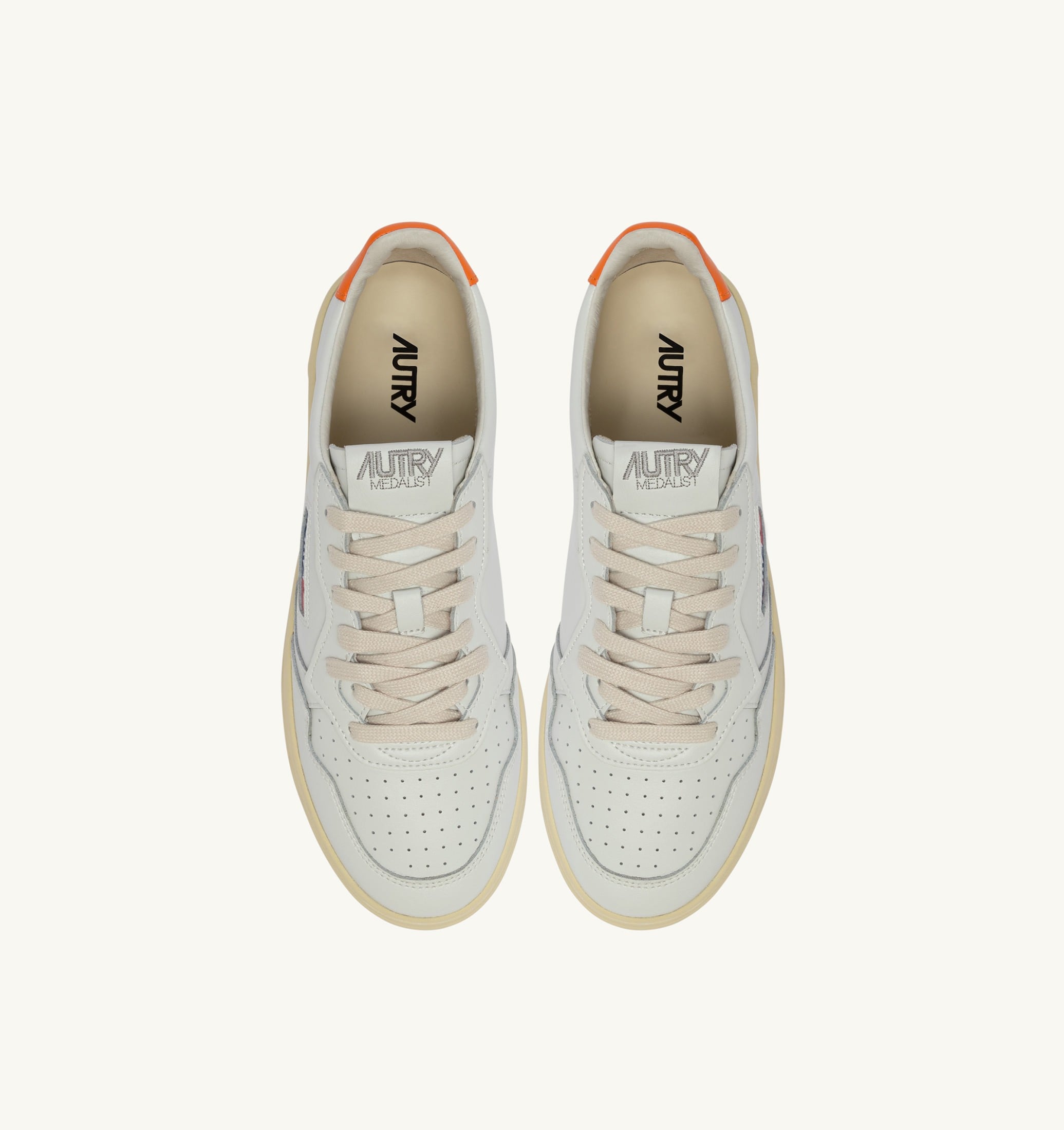SNEAKERS MEDALIST LOW IN PELLE BIANCA E PARSIMMON ORANGE