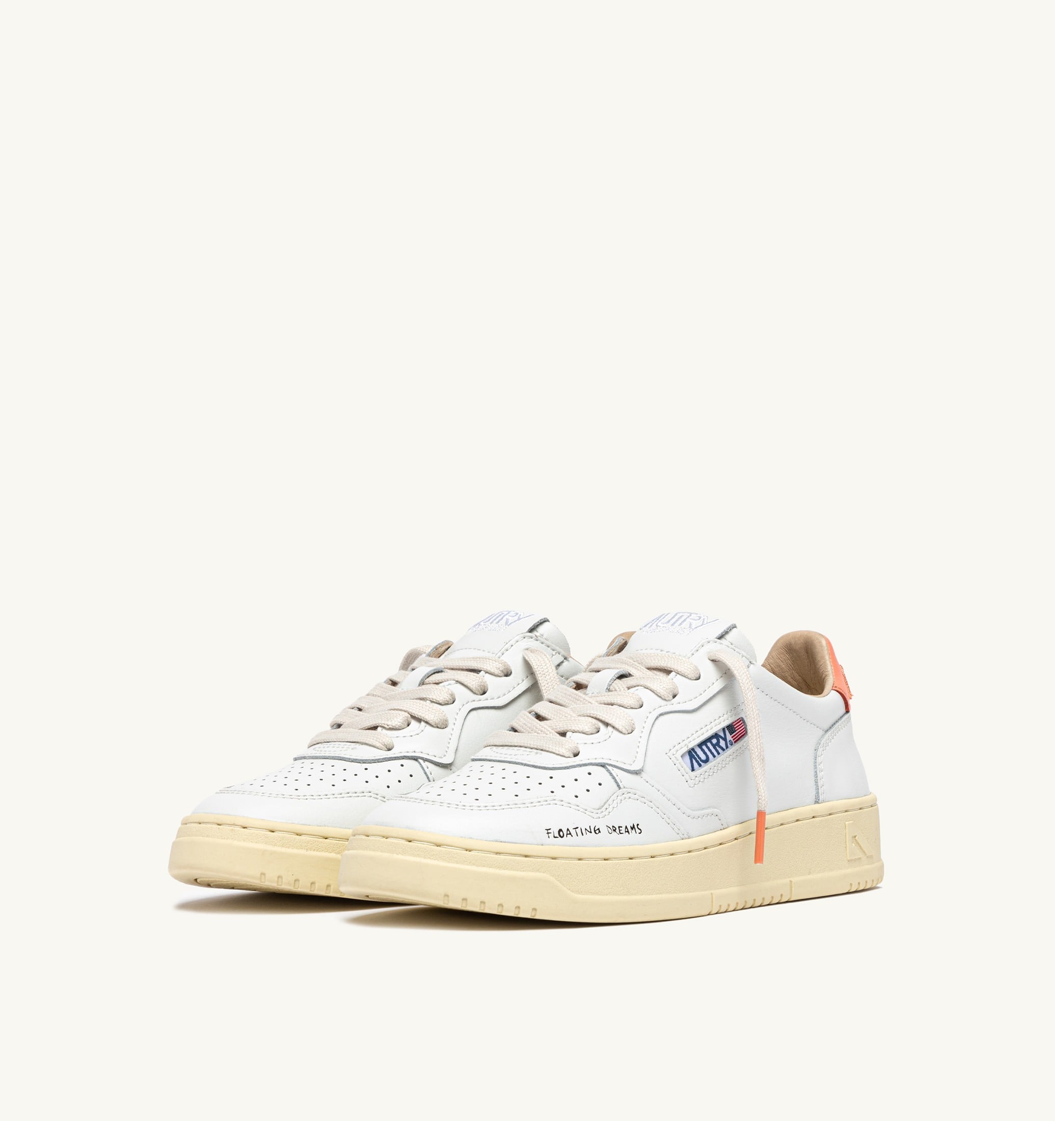 SNEAKERS MEDALIST LOW IN PELLE BIANCA E PEACH PINK