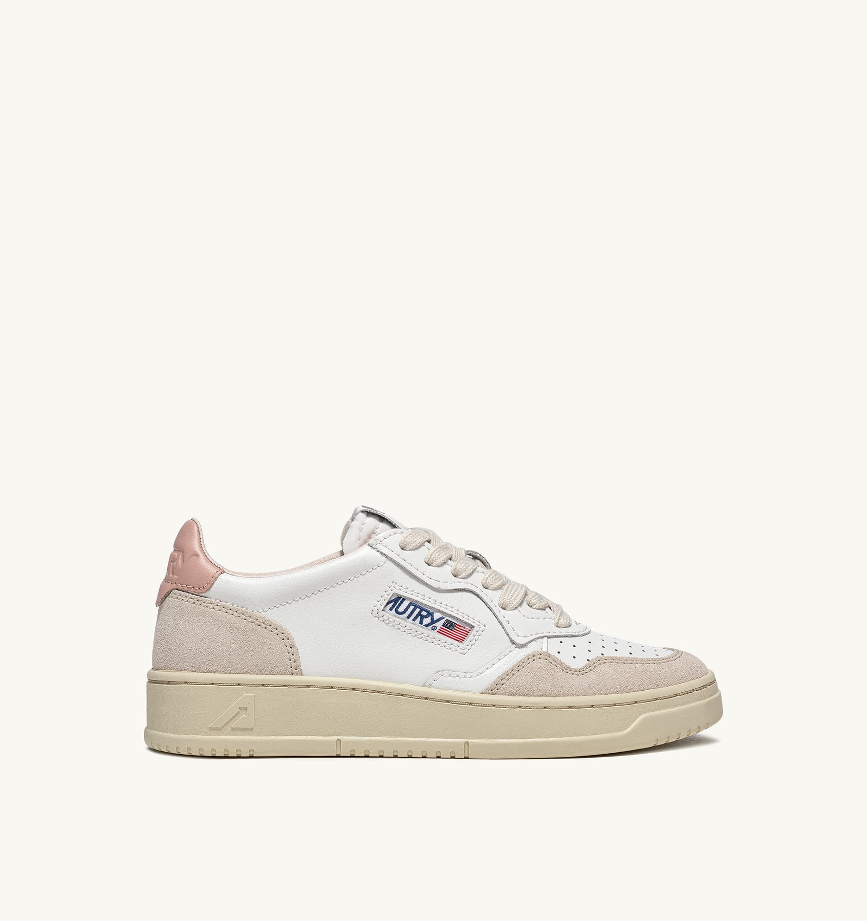 SNEAKERS MEDALIST LOW IN PELLE BIANCA E POWDER E SUEDE BEIGE