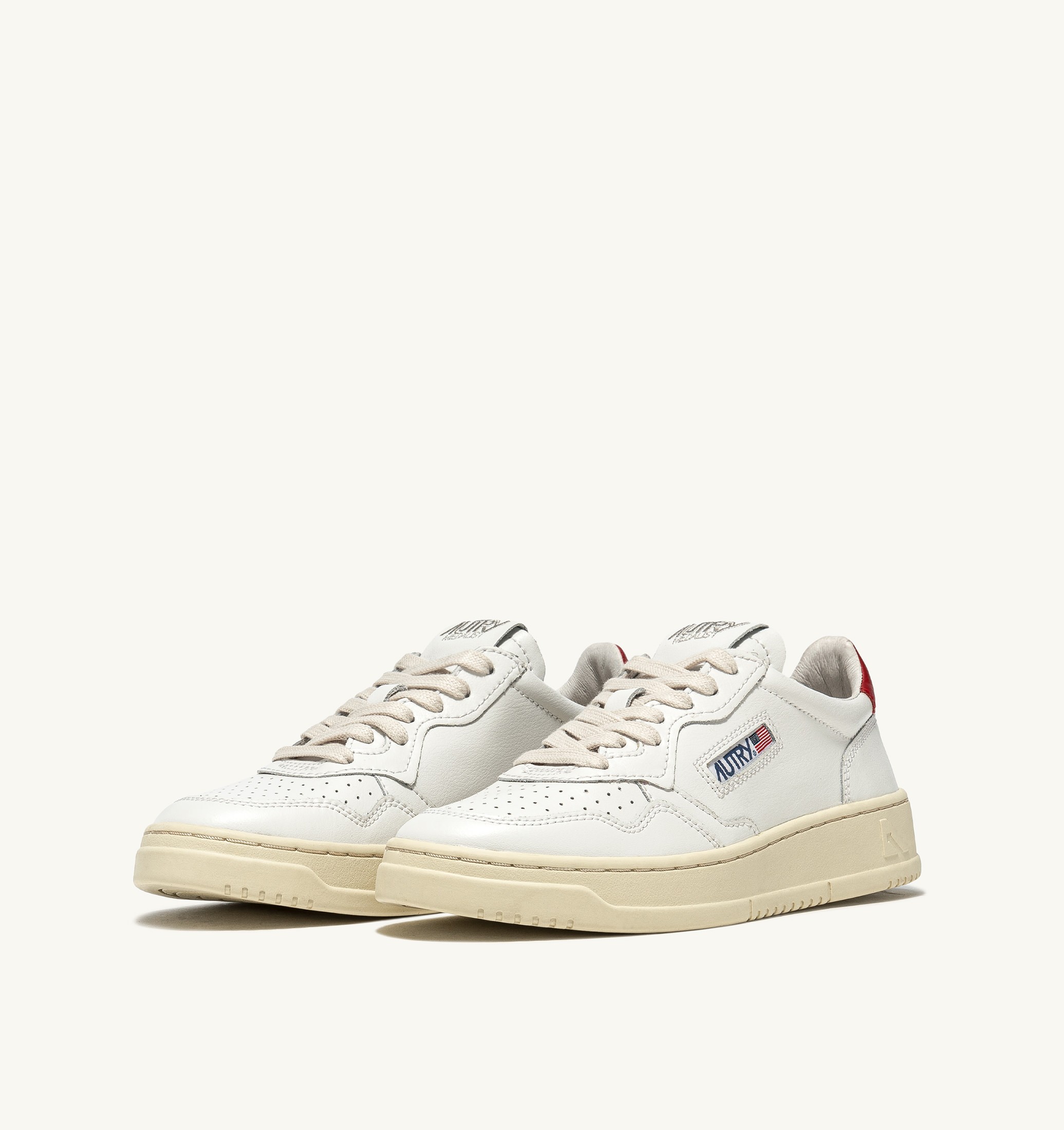 SNEAKERS MEDALIST LOW IN PELLE BIANCA E ROSSA
