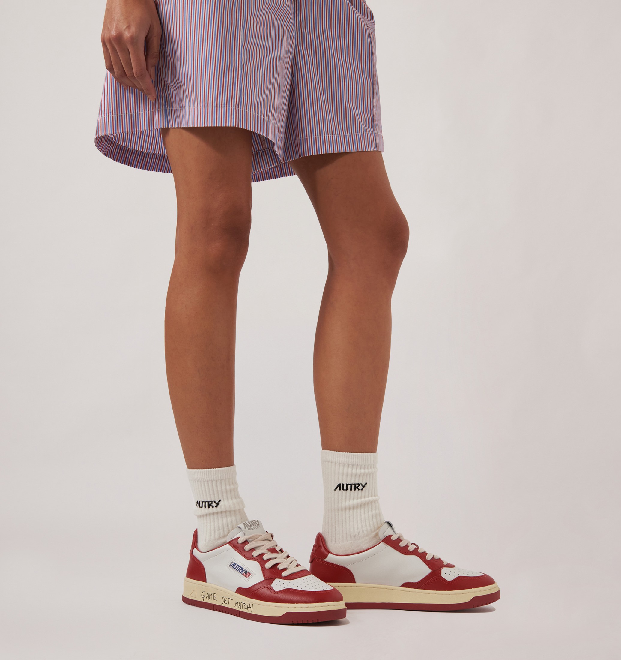 SNEAKERS MEDALIST LOW IN PELLE BIANCA E ROSSA CON LETTERING