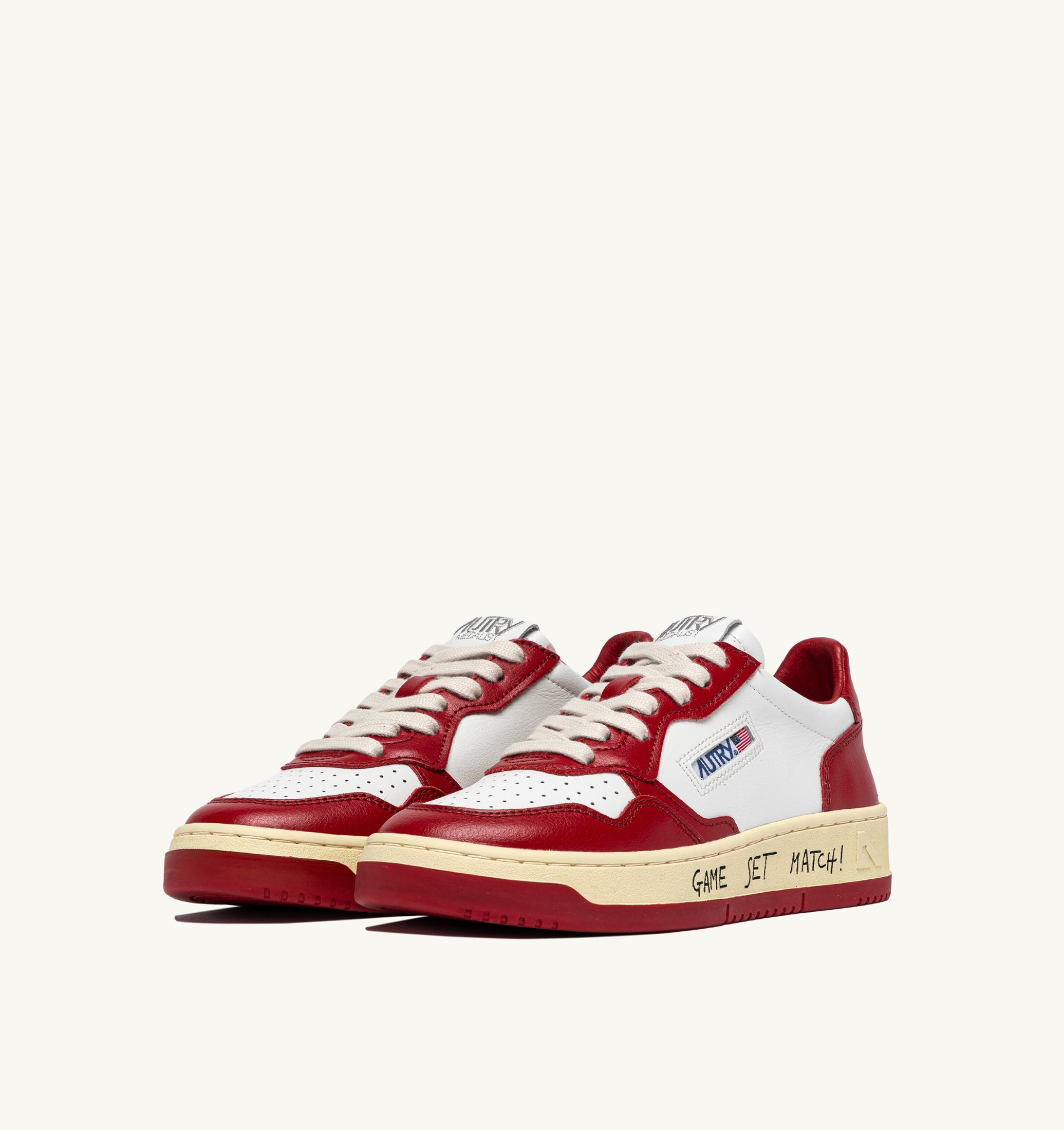 SNEAKERS MEDALIST LOW IN PELLE BIANCA E ROSSA CON LETTERING