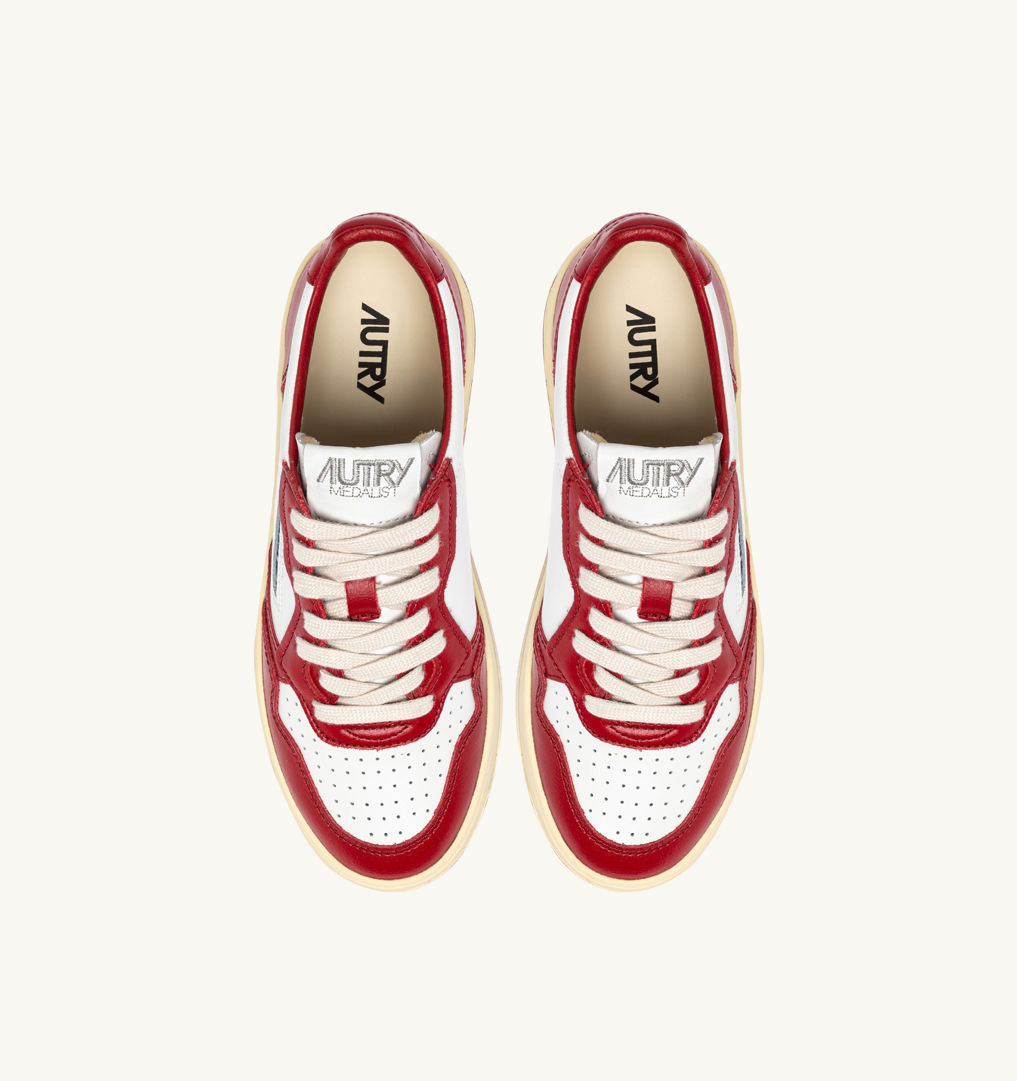 SNEAKERS MEDALIST LOW IN PELLE BIANCA E ROSSA CON LETTERING