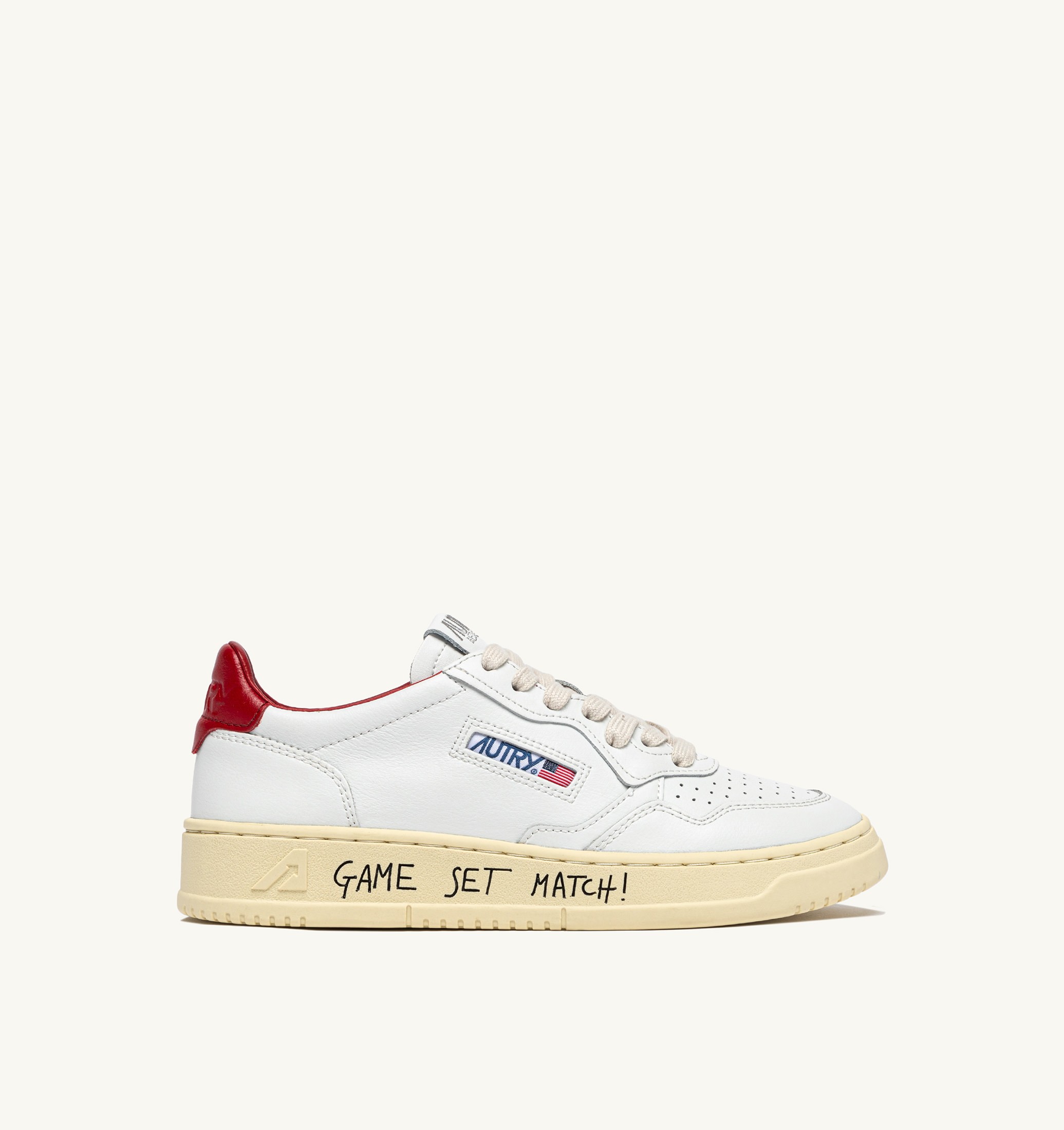 SNEAKERS MEDALIST LOW IN PELLE BIANCA E ROSSA CON LETTERING