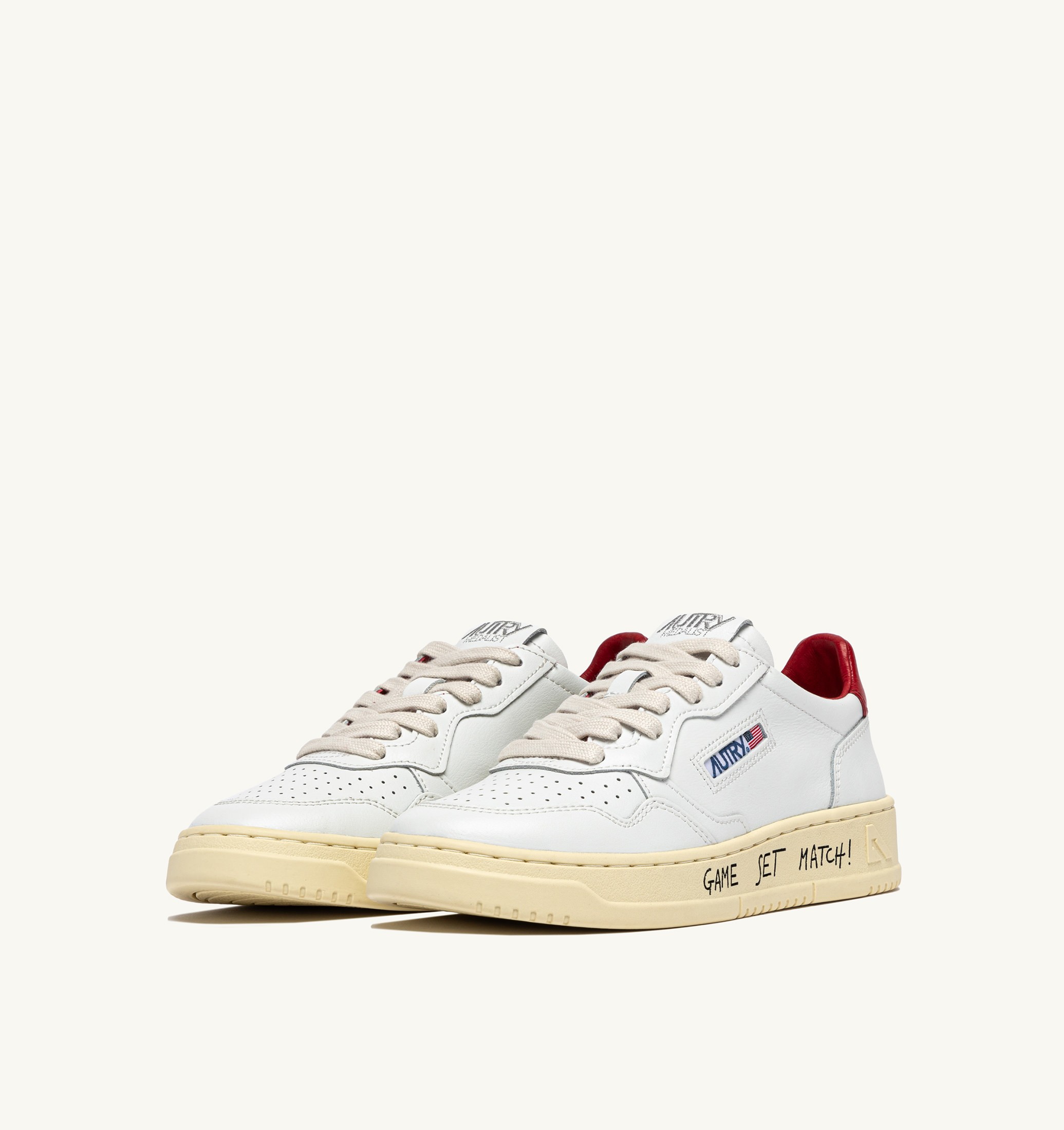 SNEAKERS MEDALIST LOW IN PELLE BIANCA E ROSSA CON LETTERING