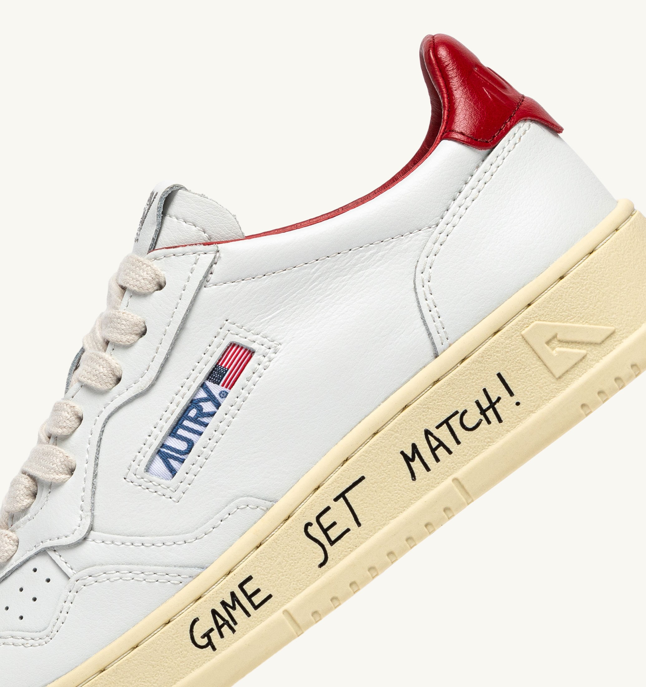 SNEAKERS MEDALIST LOW IN PELLE BIANCA E ROSSA CON LETTERING
