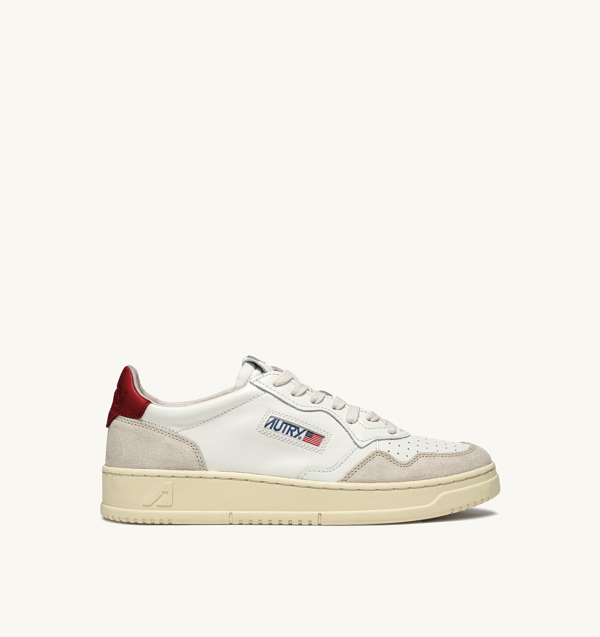 SNEAKERS MEDALIST LOW IN PELLE BIANCA E ROSSA E SUEDE BEIGE