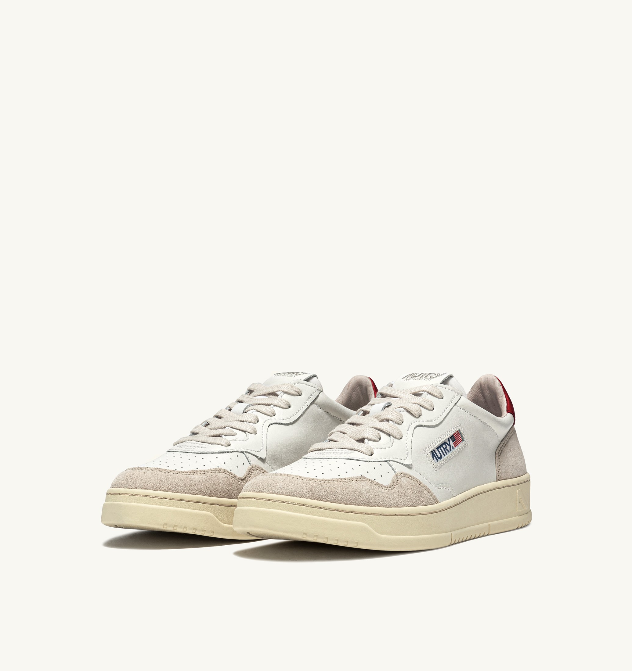 SNEAKERS MEDALIST LOW IN PELLE BIANCA E ROSSA E SUEDE BEIGE